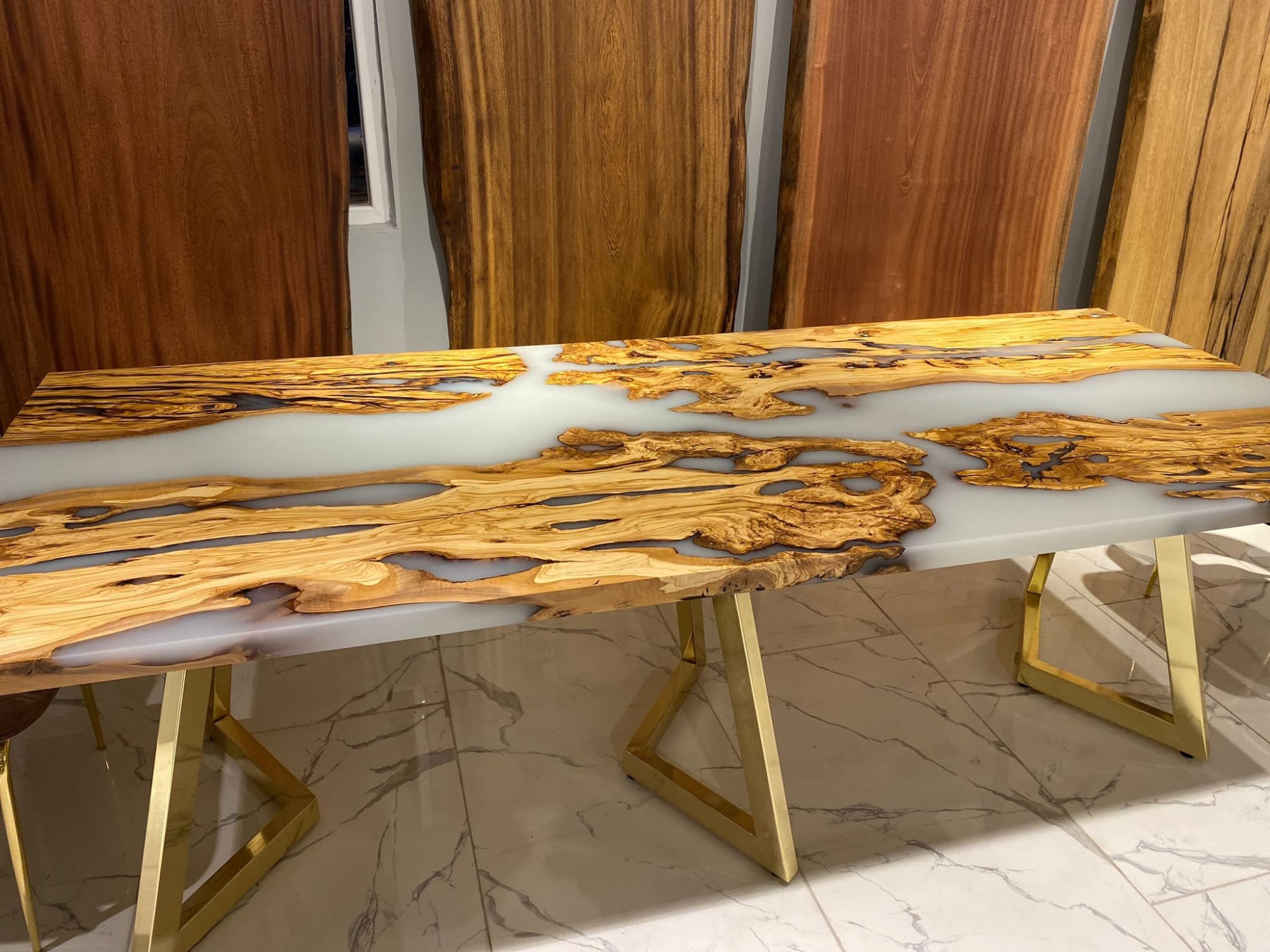 White Epoxy Table - White Resin Table - Custom Dining Table by Tinella Wood