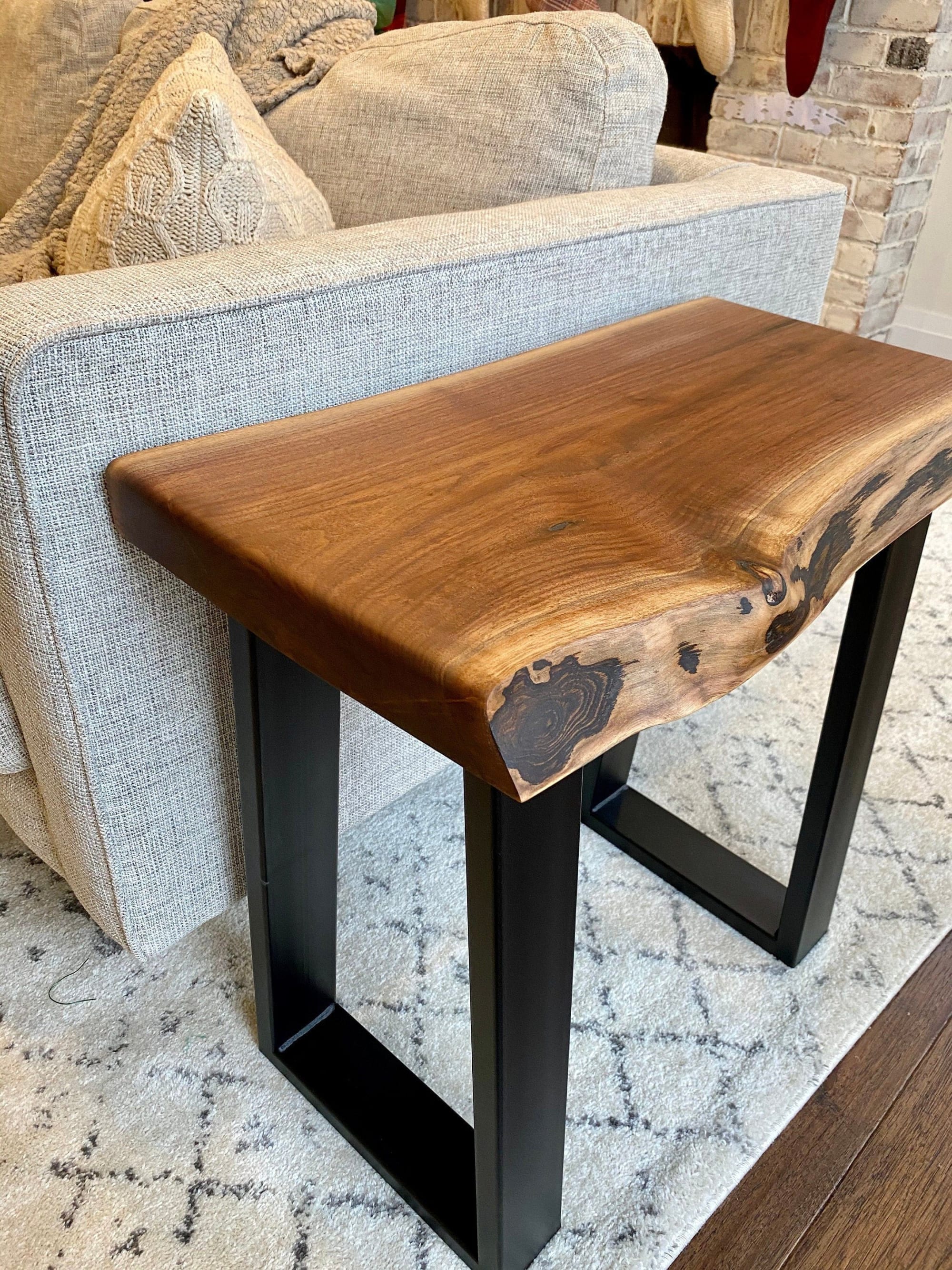 Custom Made Black Walnut Live Edge Side/End Table by Good Wood