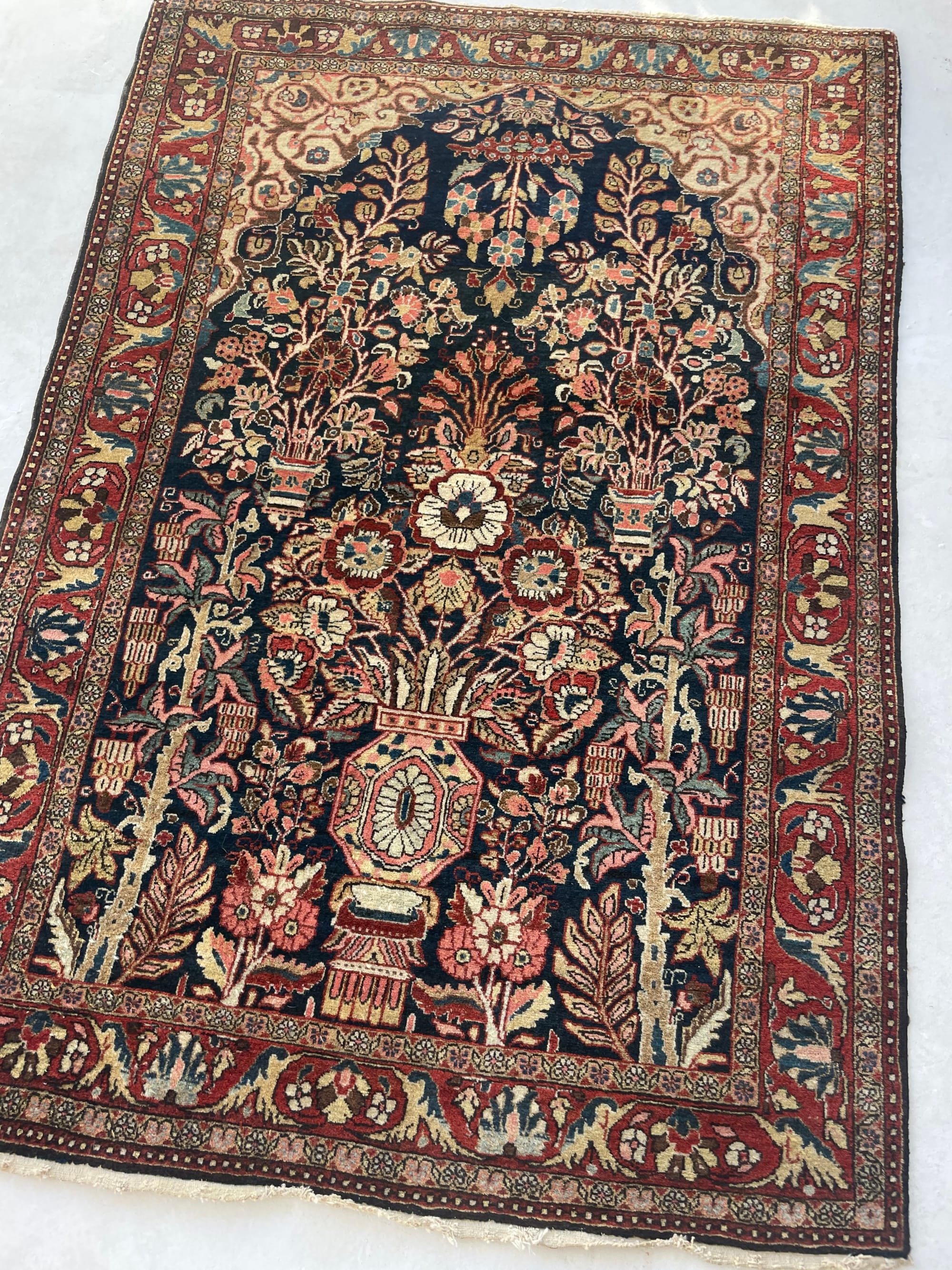 FLOWER OF LIFE | Royal Vintage Joshegan Sarouk Rug | 3.6 x 5 by