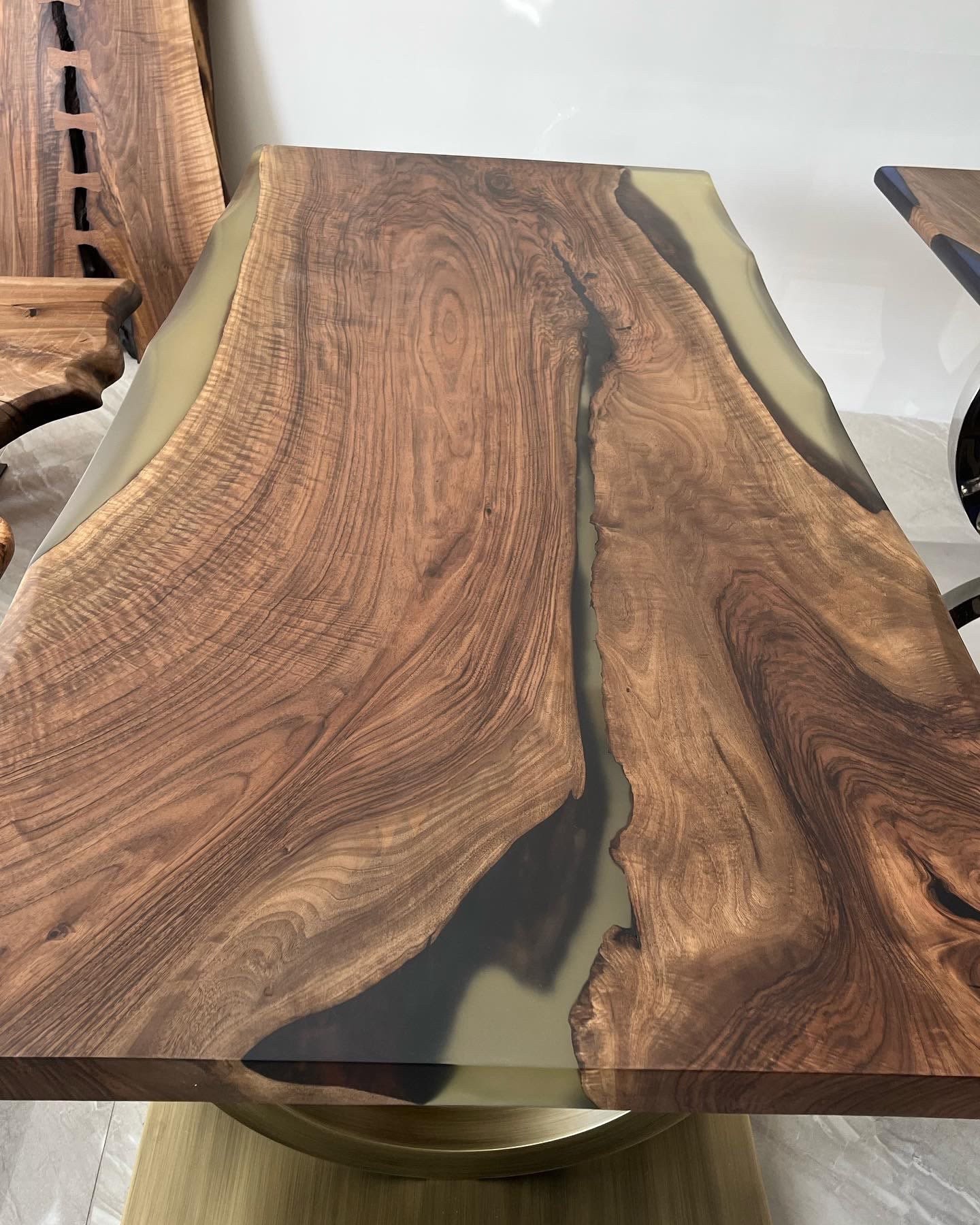 Walnut Resin Live Edge Dining Table - Resin Epoxy Table by Tinella