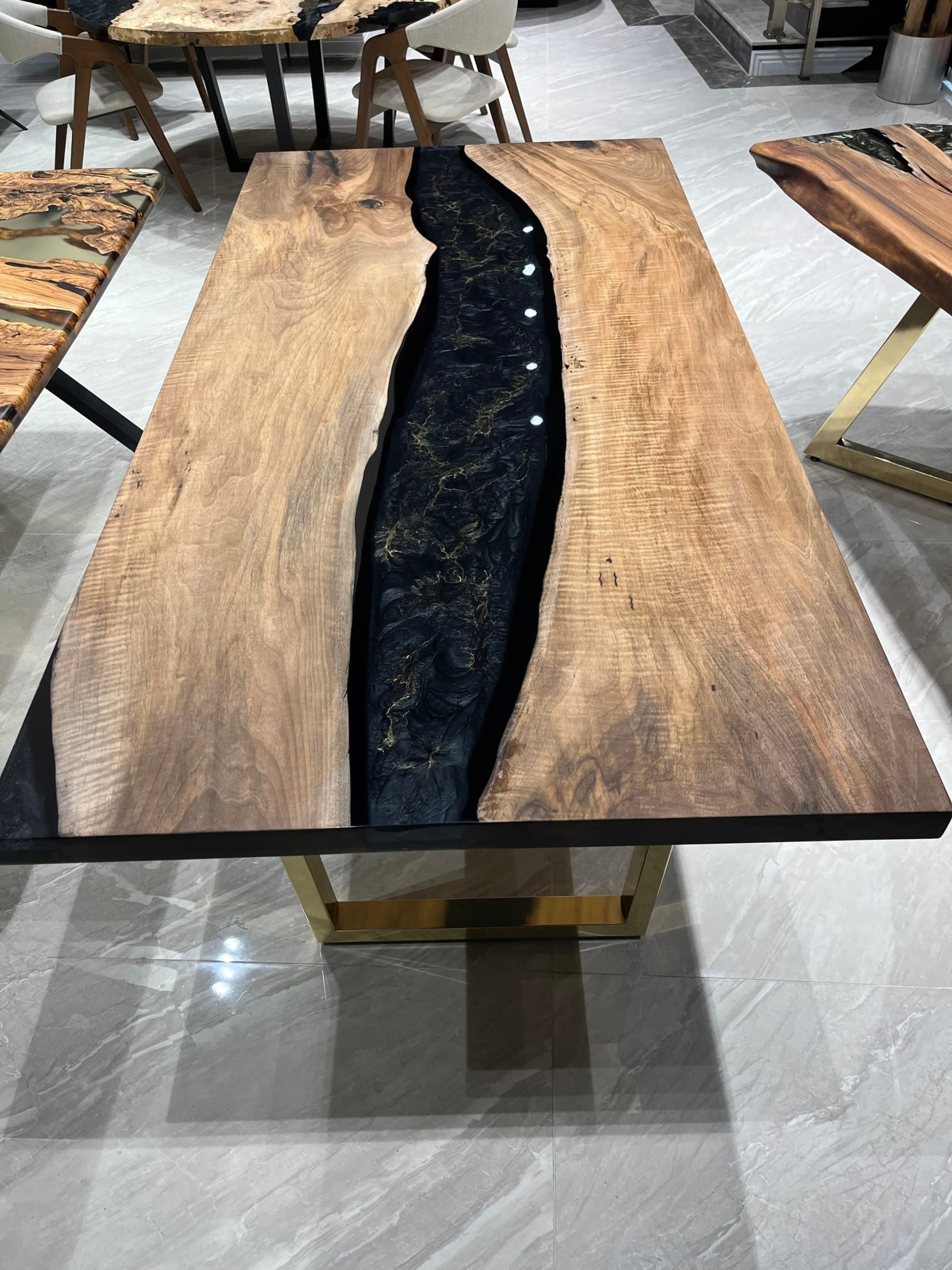 Black Walnut Epoxy Resin Table, Custom Dining Table by Tinella Wood