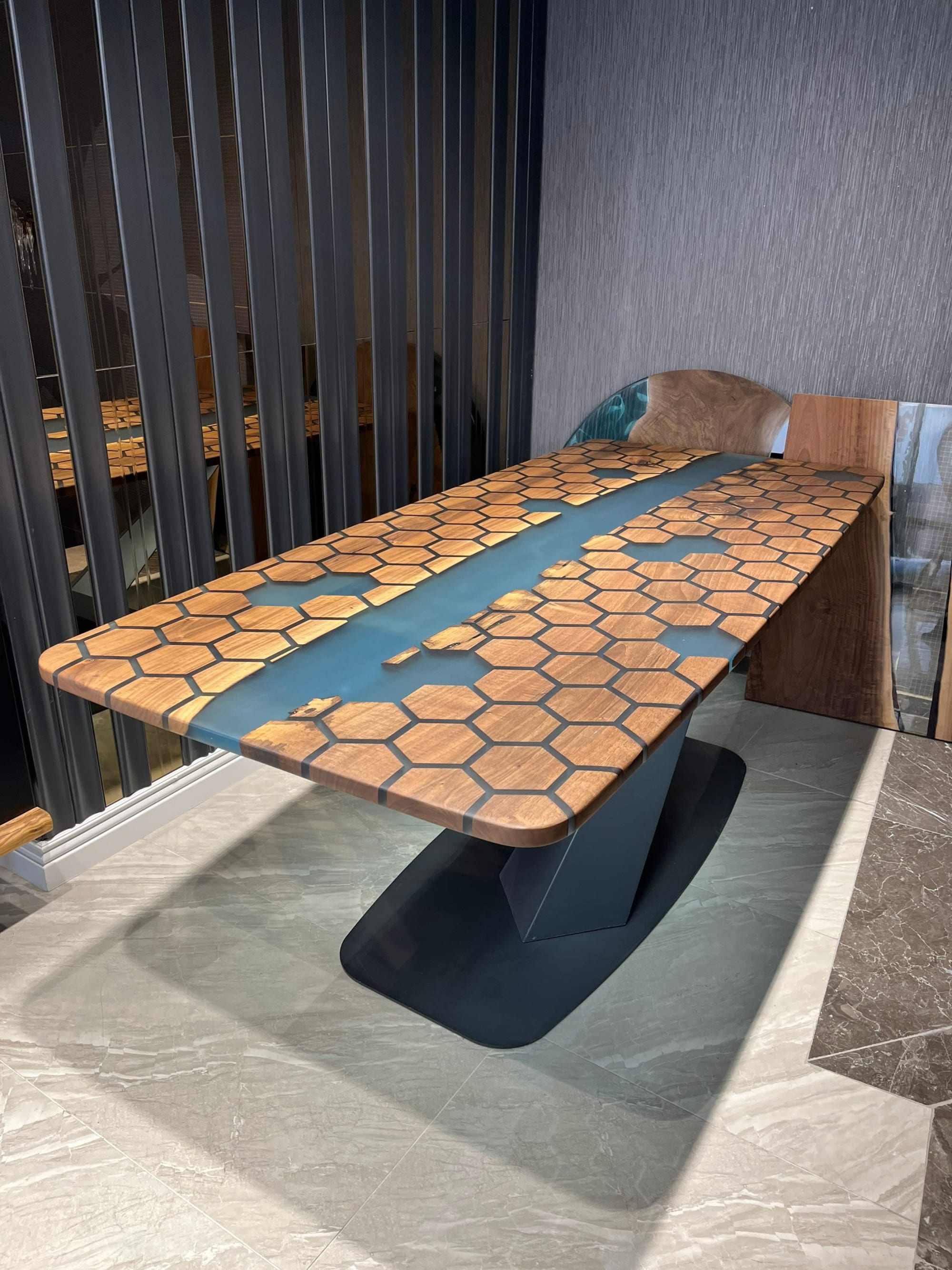 Clear Epoxy Dining Table - Handmade Epoxy Resin Wood Table by Tinella Wood