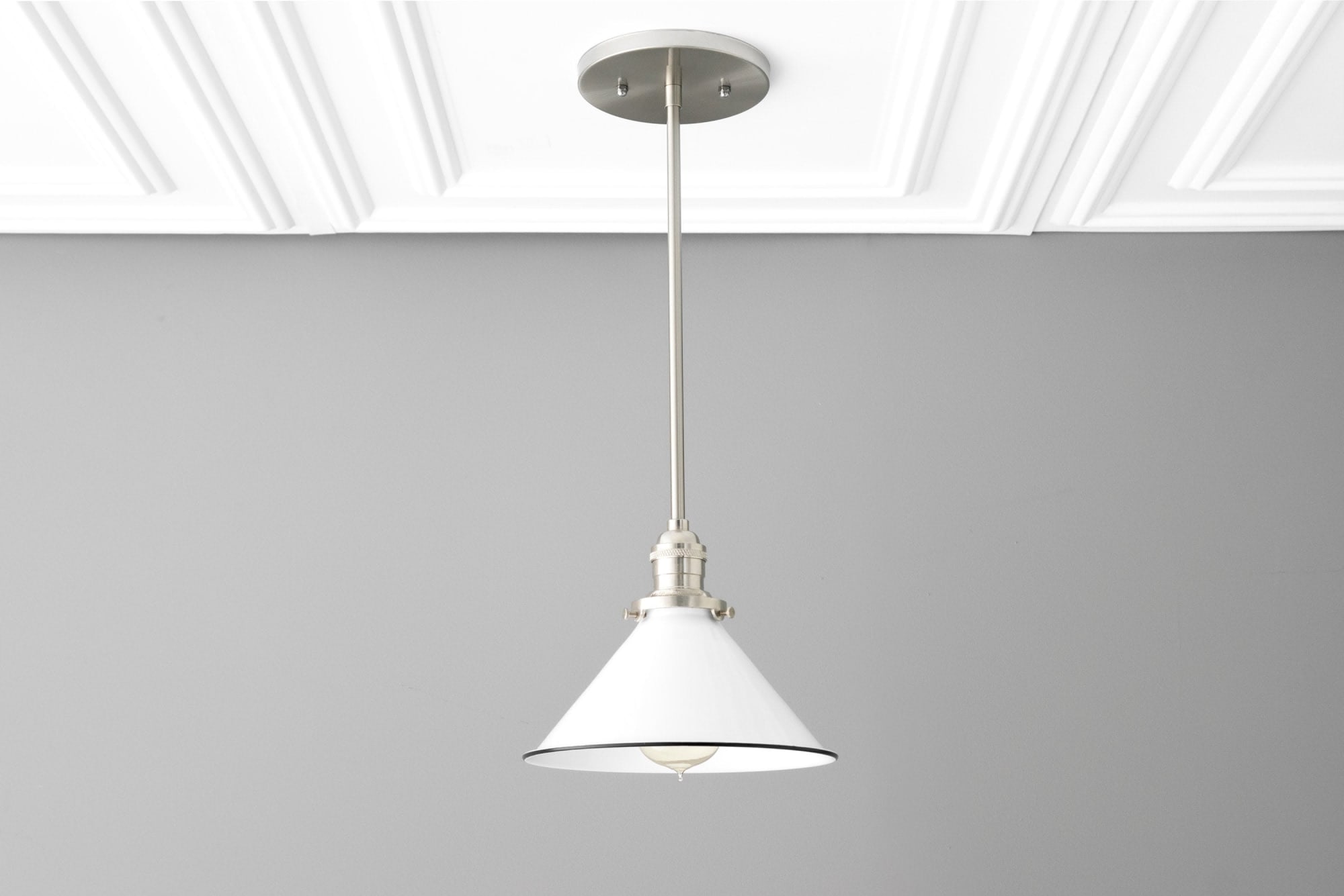 White Cone Shade Pendant Light - Model No. 1412 by Peared Creation