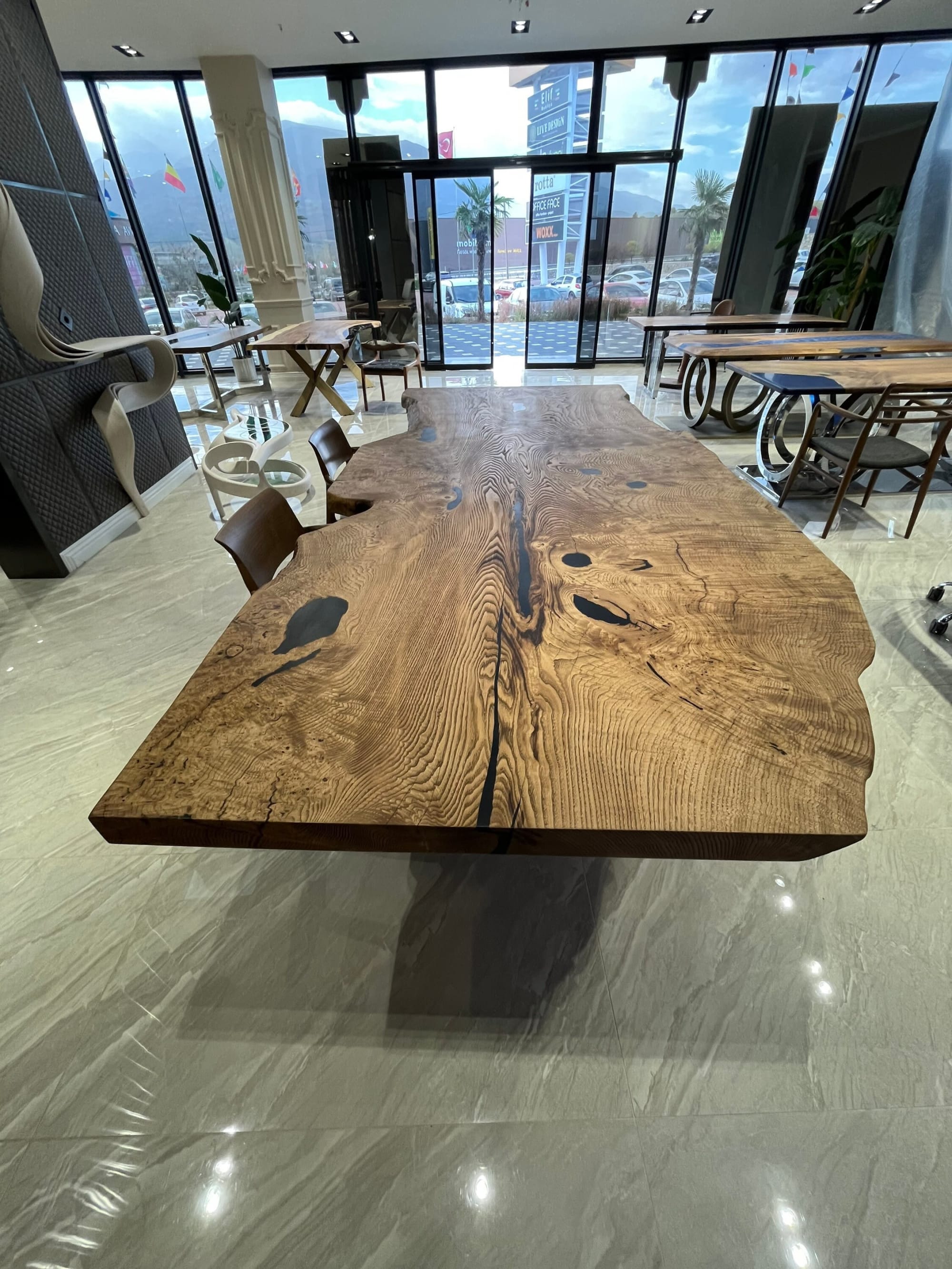 One Piece Chesnut Table - Live Edge Conference Table by Tinella
