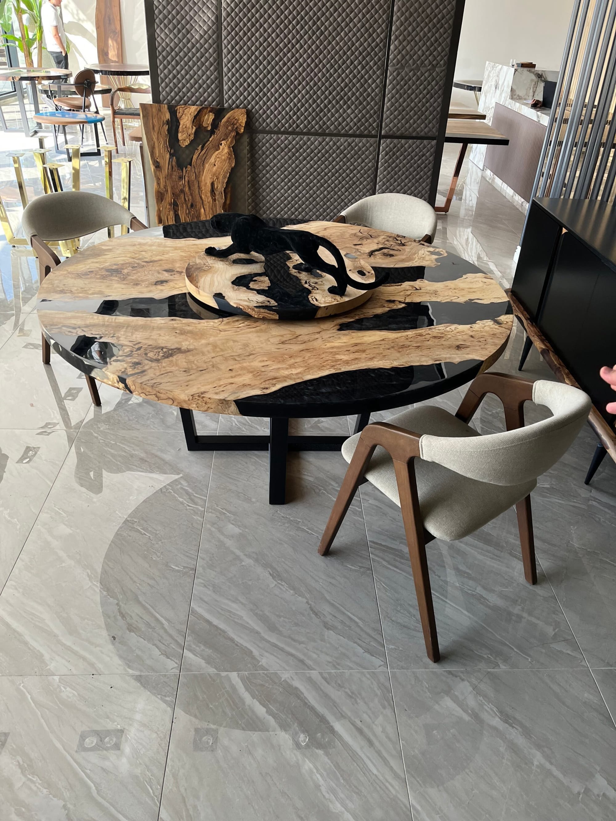 Custom Black Epoxy Wood Dining Table CT14
