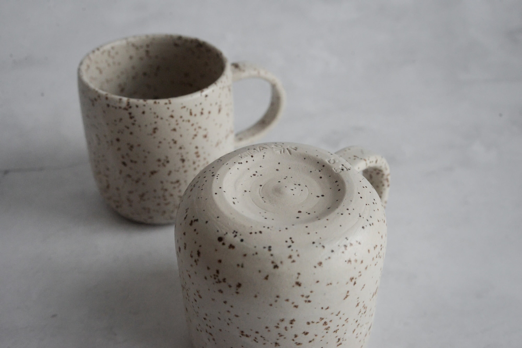 Set of 2 White Ceramic Mugs, Pottery Handmade Coffee Mugs Set With