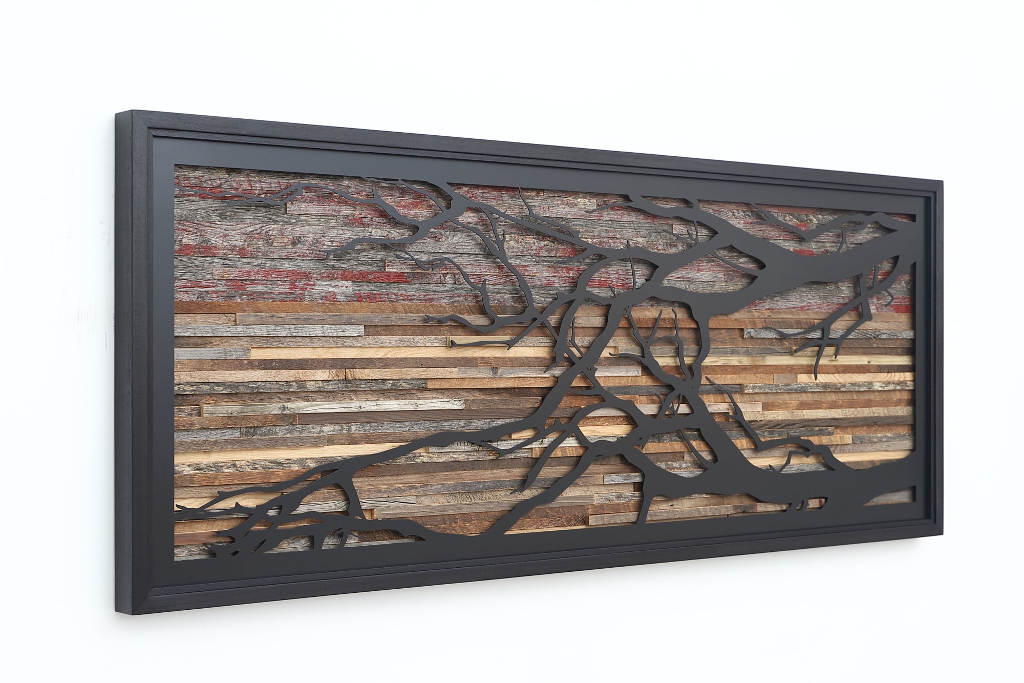 Sunset Tree Branch: Metal & wood wall art