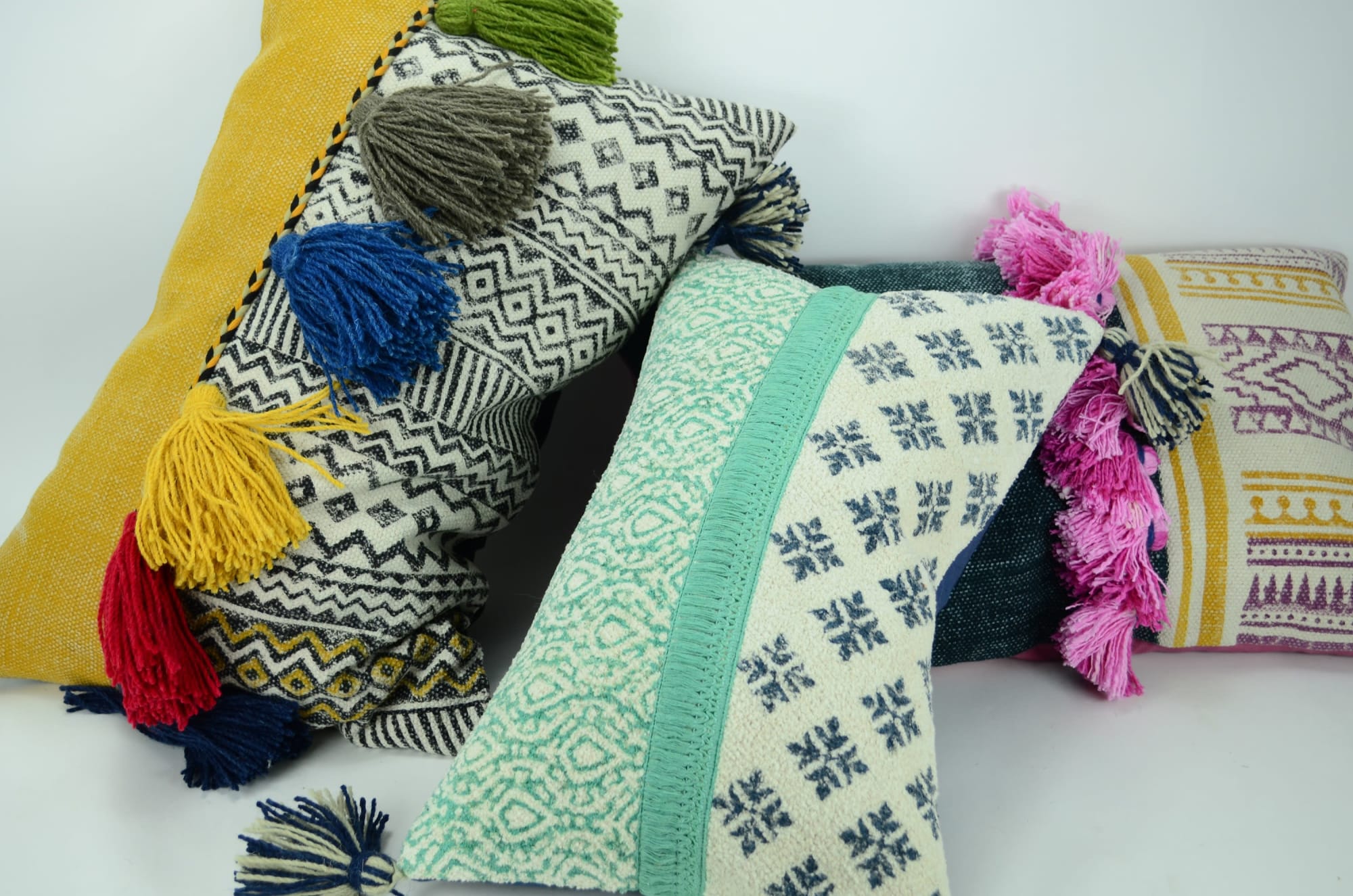 Green 2024 tassel pillow
