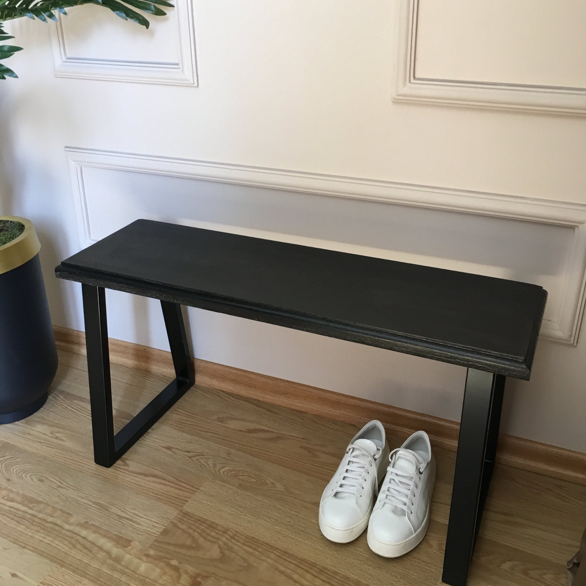 Black Farmhouse Entryway Bench Reclaimed Wood Bench by