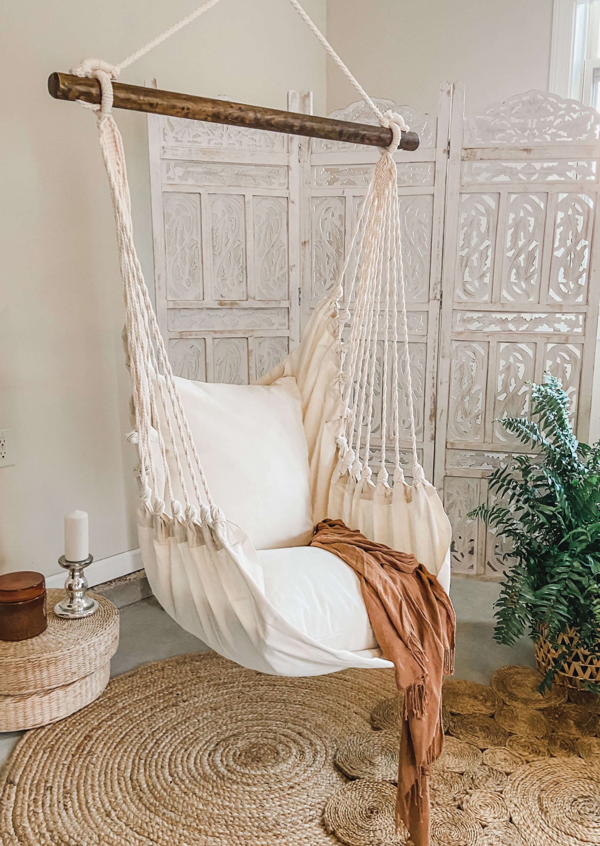 Boho Hammock Chair Swing  Tassel Fringe Lily Hanging Chair – Limbo Imports  Hammocks