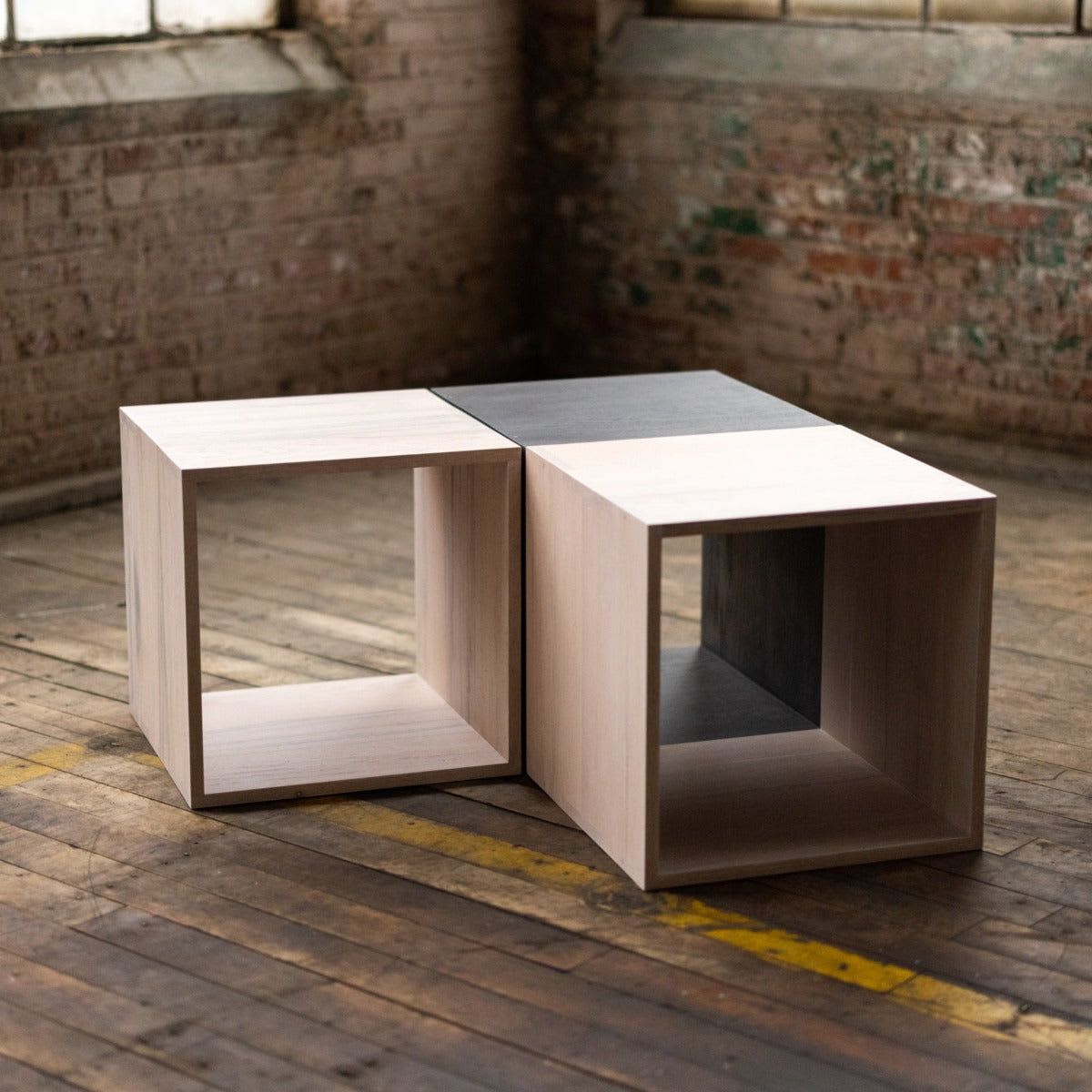 Rainbow City Cubes | Modular Modern Wood Cubes with Brass | Storage or  Cocktail Table