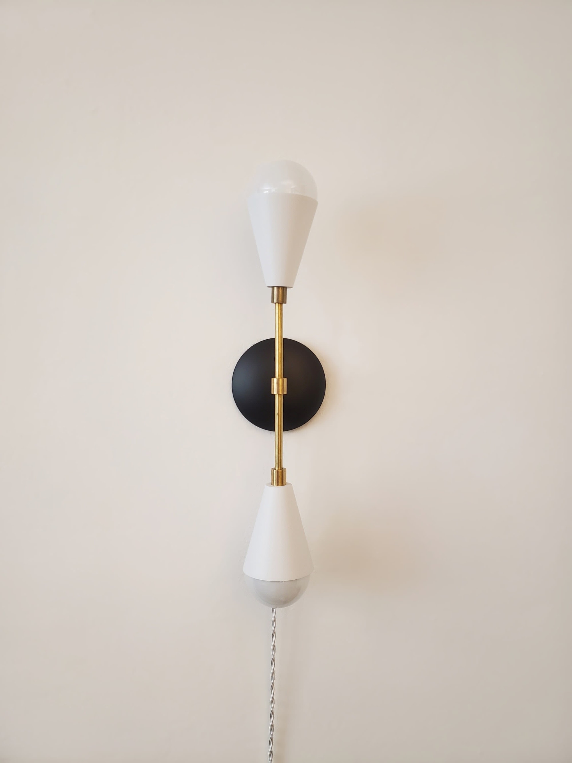 Mid century modern wall sconce best sale plug in