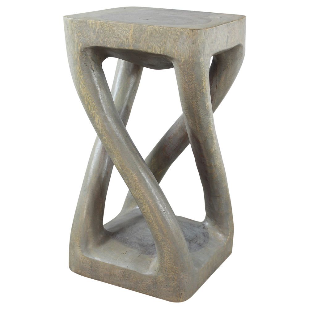 Haussmann Wood Vine Twist Stool Accent Table 12 in x 22 in by