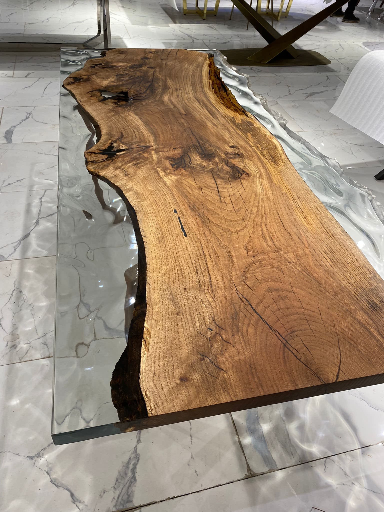Clear Epoxy Dining Table - Handmade Epoxy Resin Wood Table by Tinella Wood