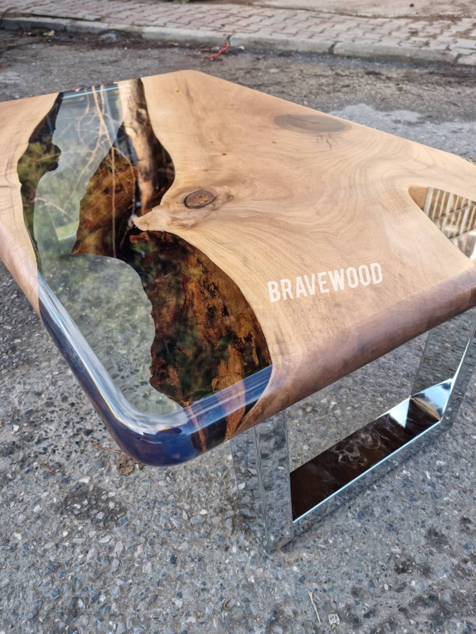 Epoxy coffee table, walnut epoxy table, center table by Brave Wood