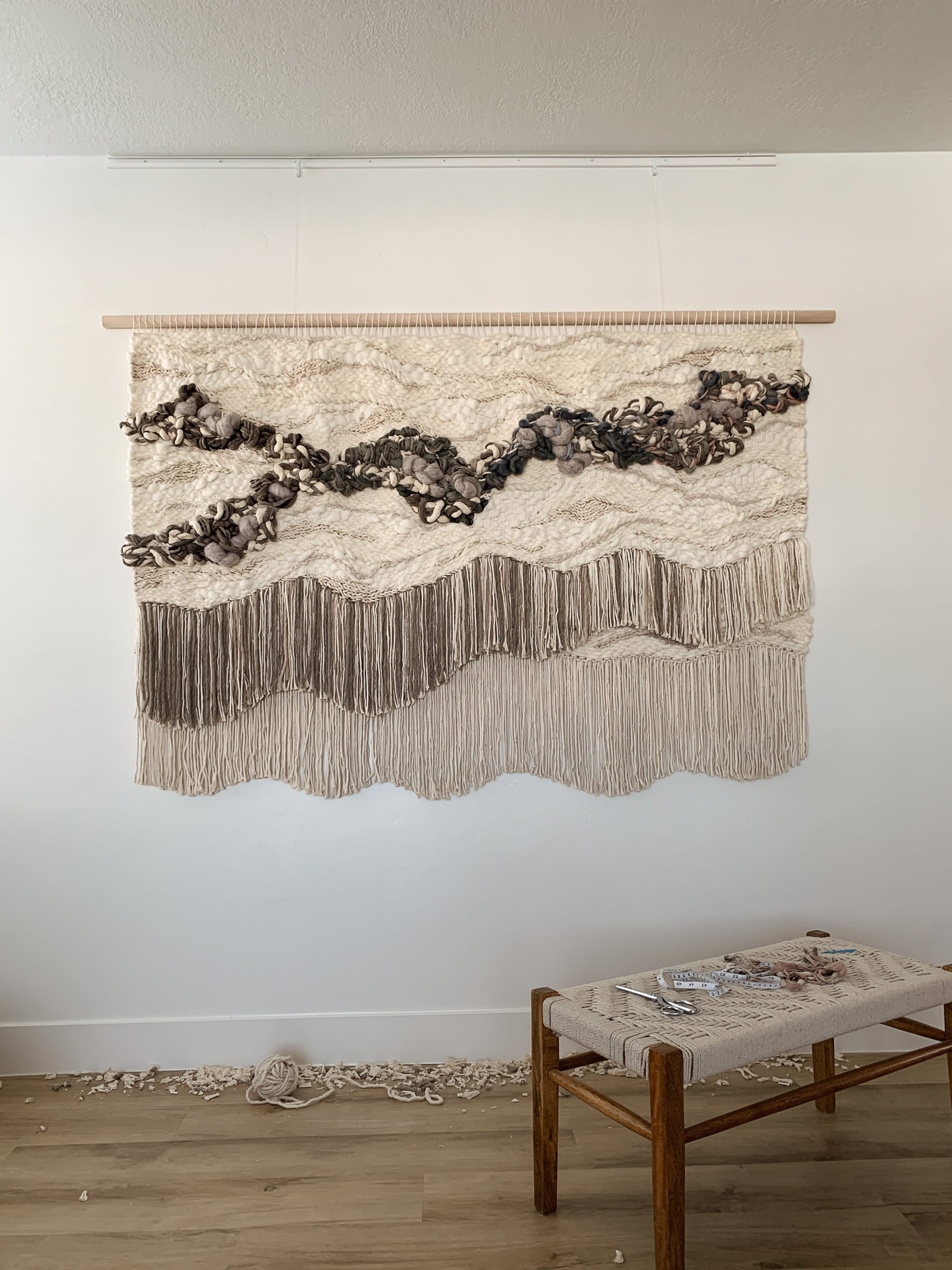 Black Modern Macrame Wall Hanging / Fiber Art by Love & Fiber