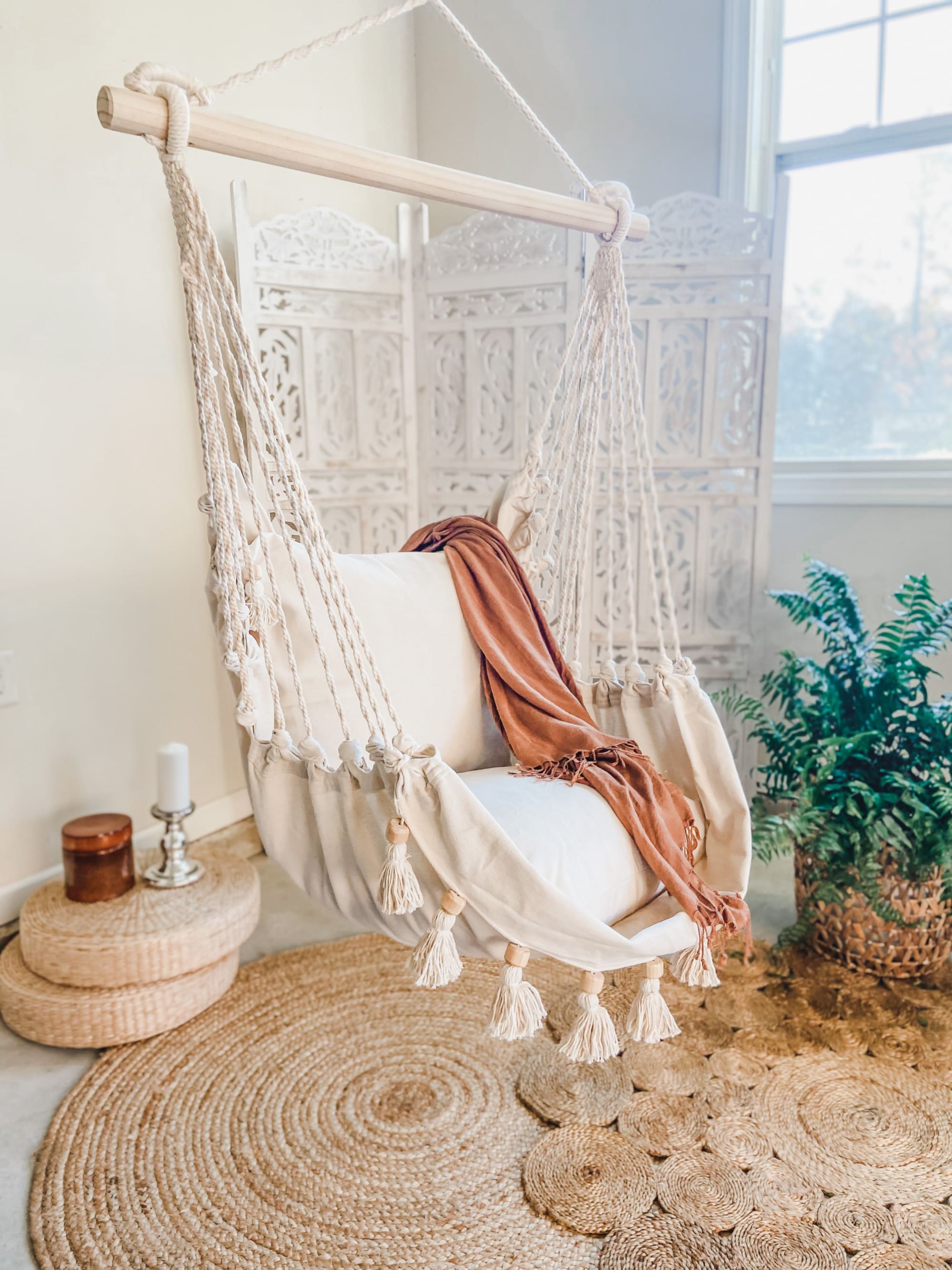 Junior Boho Indoor Hammock Chair With Tassels LOLITA JUNIOR by