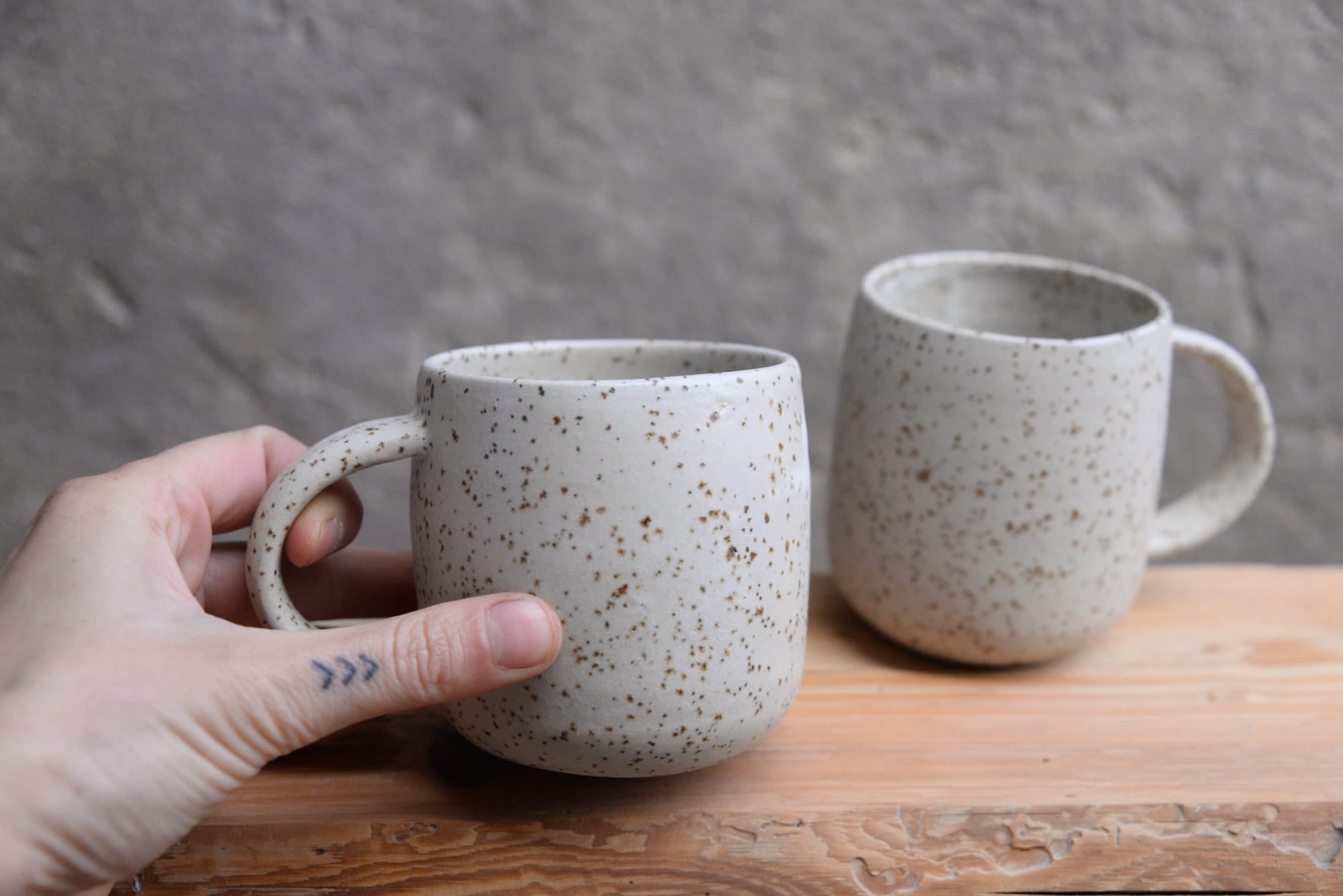 Set of 2 White Ceramic Mugs, Pottery Handmade Coffee Mugs Set With