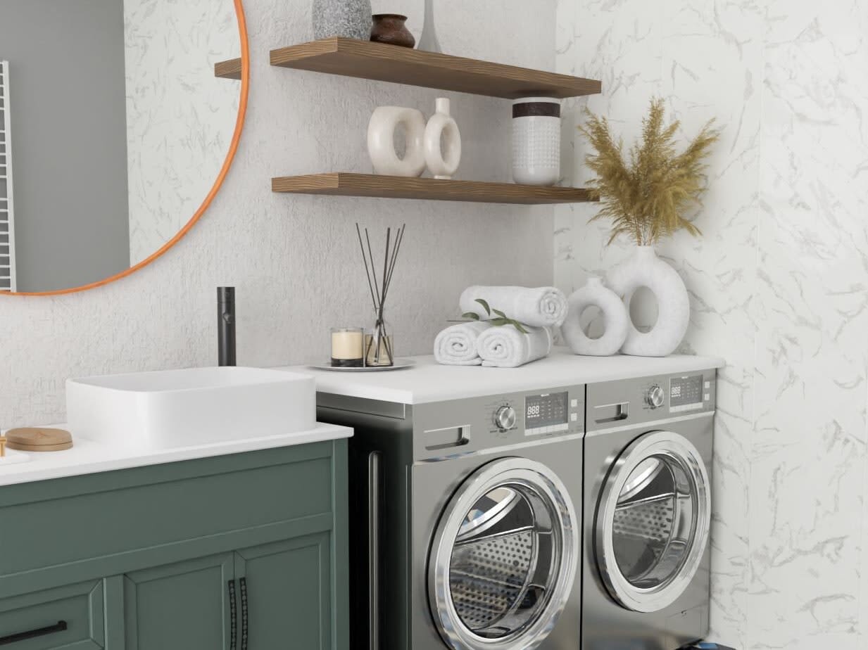 Washer and Dryer Topper, Wooden Countertop For Laundry Room by Picwoodwork