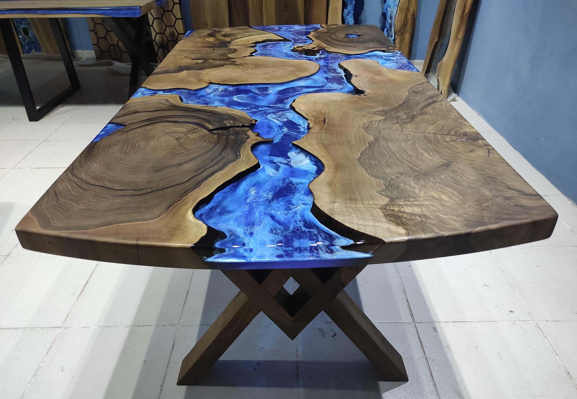 Made To Order Custom Ultra Clear Epoxy Resin River Table, Handmade