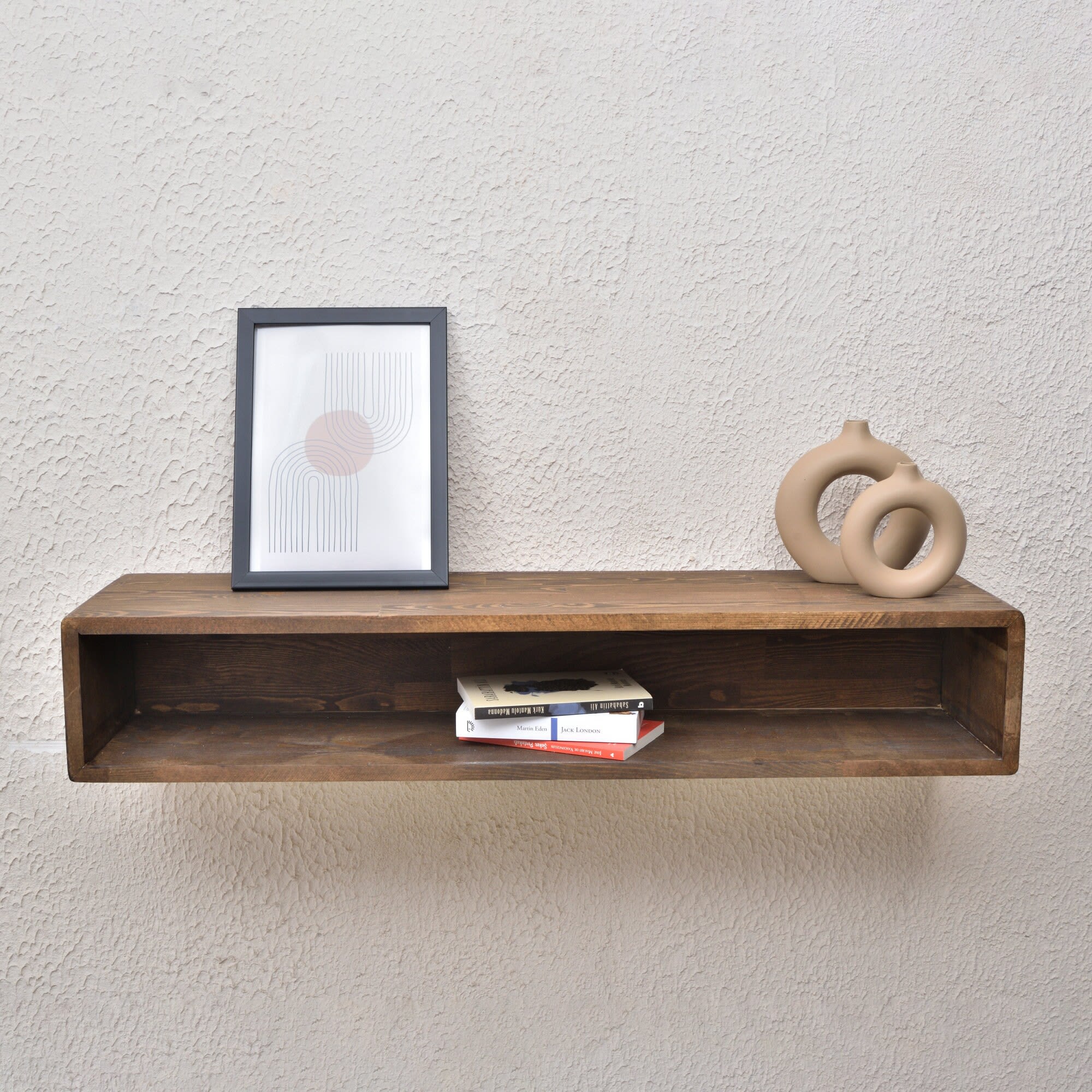 Antero Minimalist Floating Entryway Shelf, Mid-Century Modern Style Cabinet