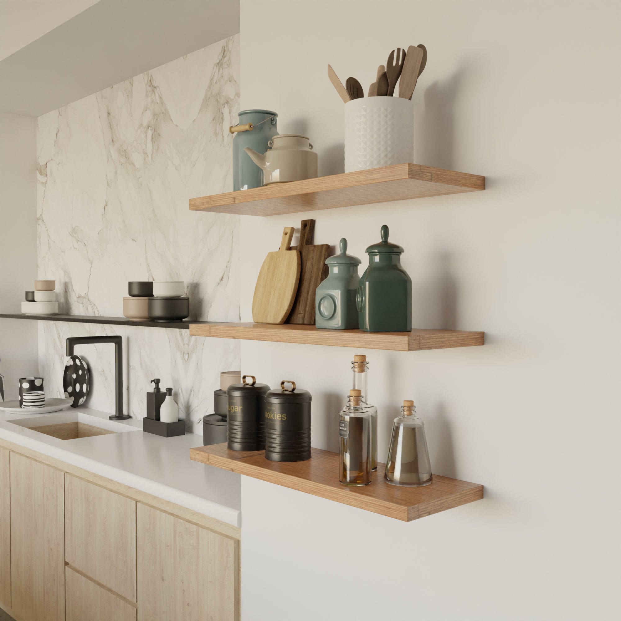 34 Floating Kitchen Shelves to Grace Your Walls