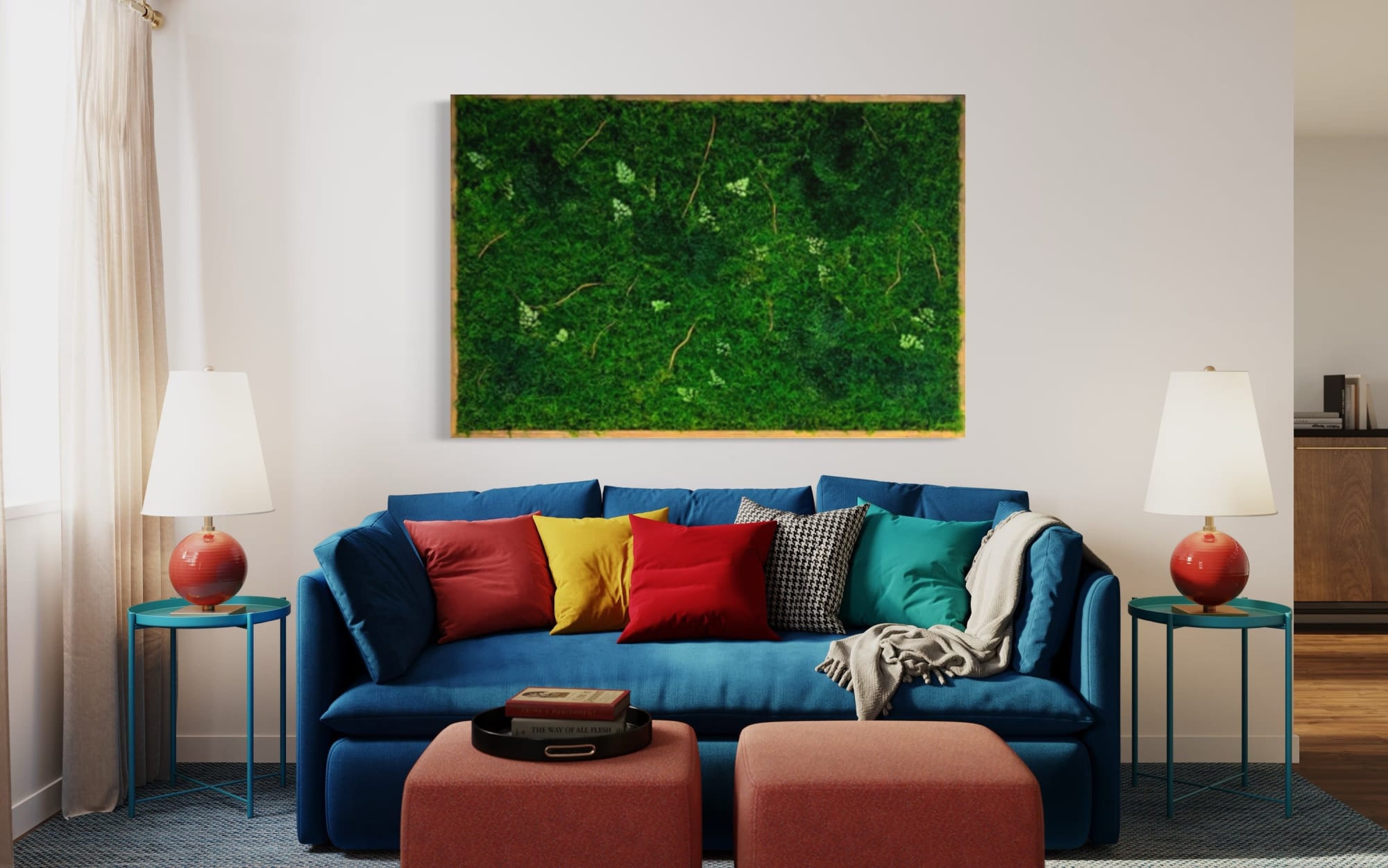 Moss Wall Art Wood Moss Art Live Edge Art Unique Statement Piece Moss Art 