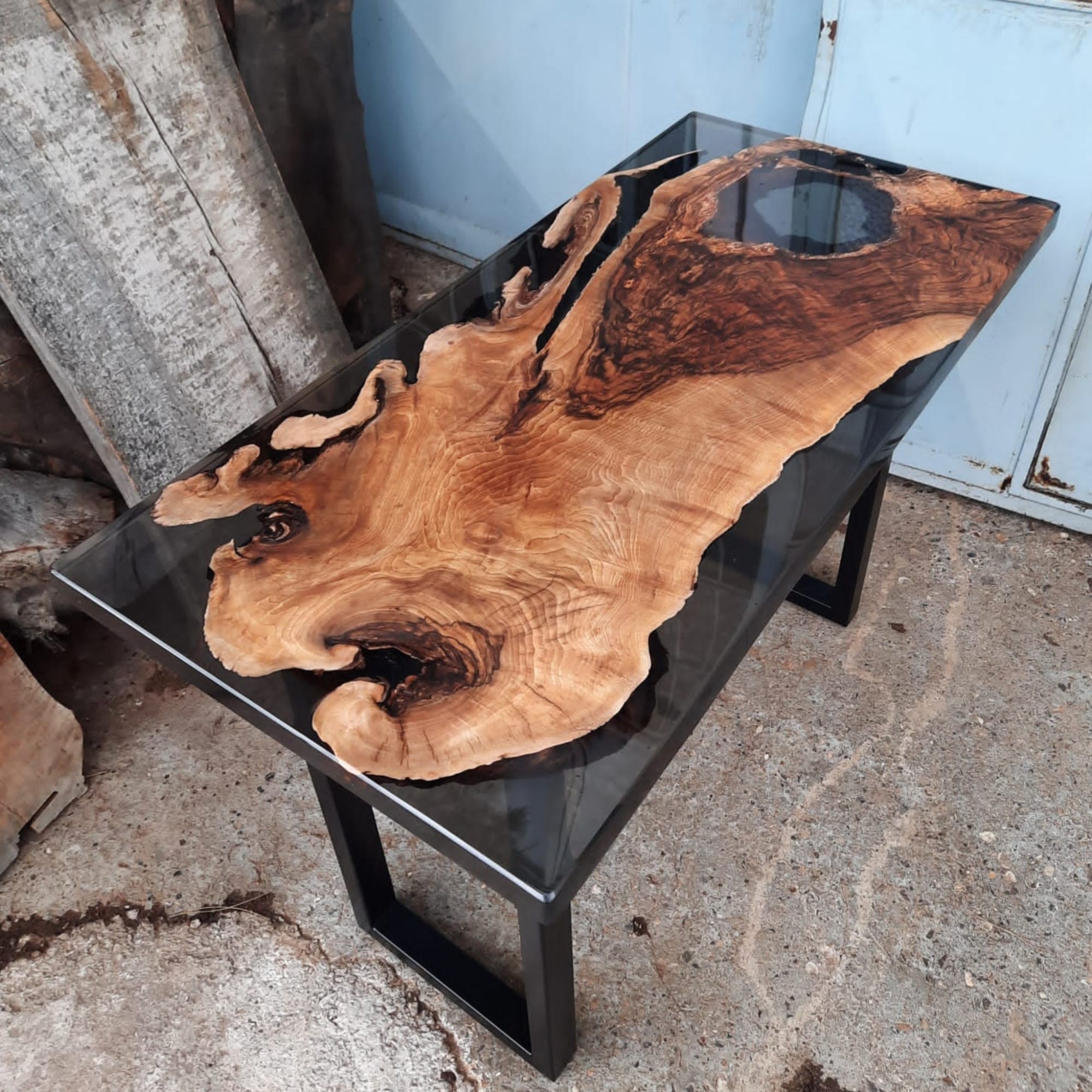 Walnut Epoxy desk Custom Epoxy Resin Table by Ironscustomwood