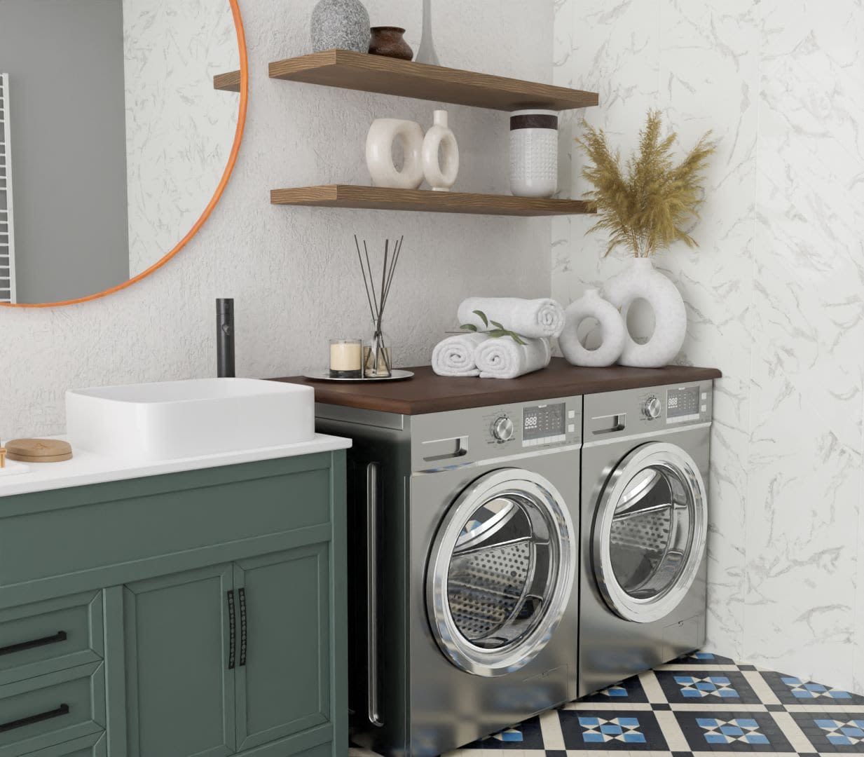 Wooden washer online and dryer