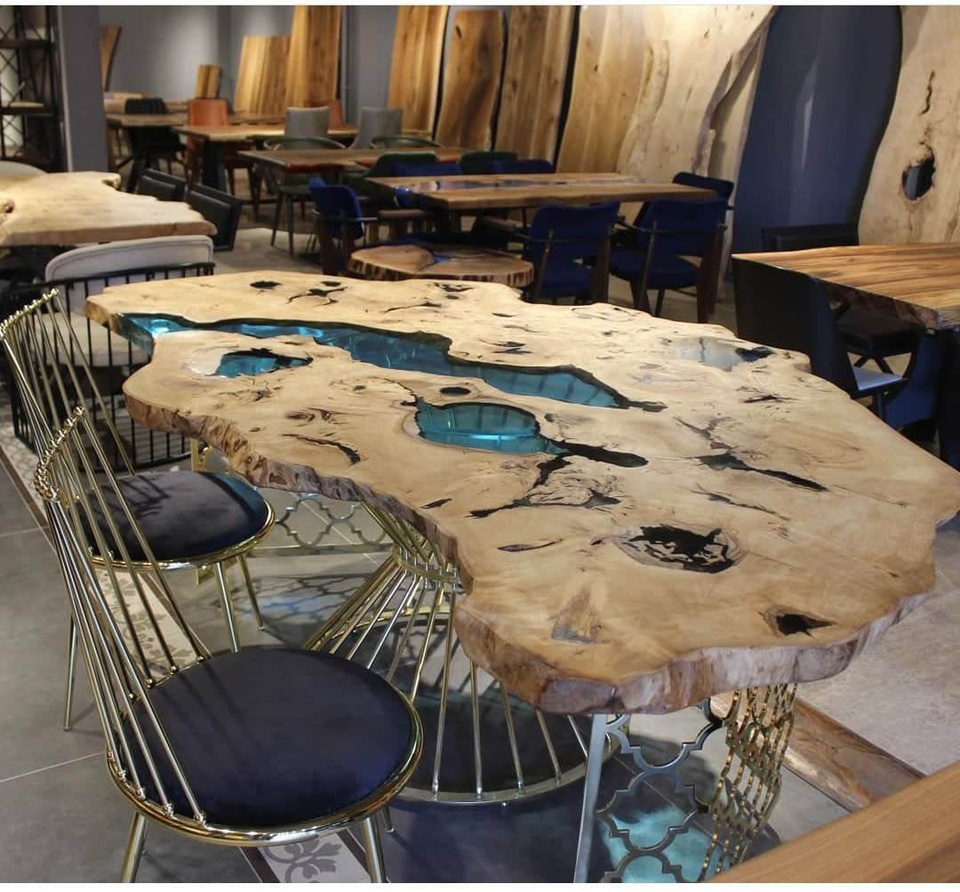 Epoxy Table, Live Edge Wooden Table, Epoxy Resin River Table,  Natural Wood, Dining Table, Natural Epoxy Table, Resin Table : Handmade  Products