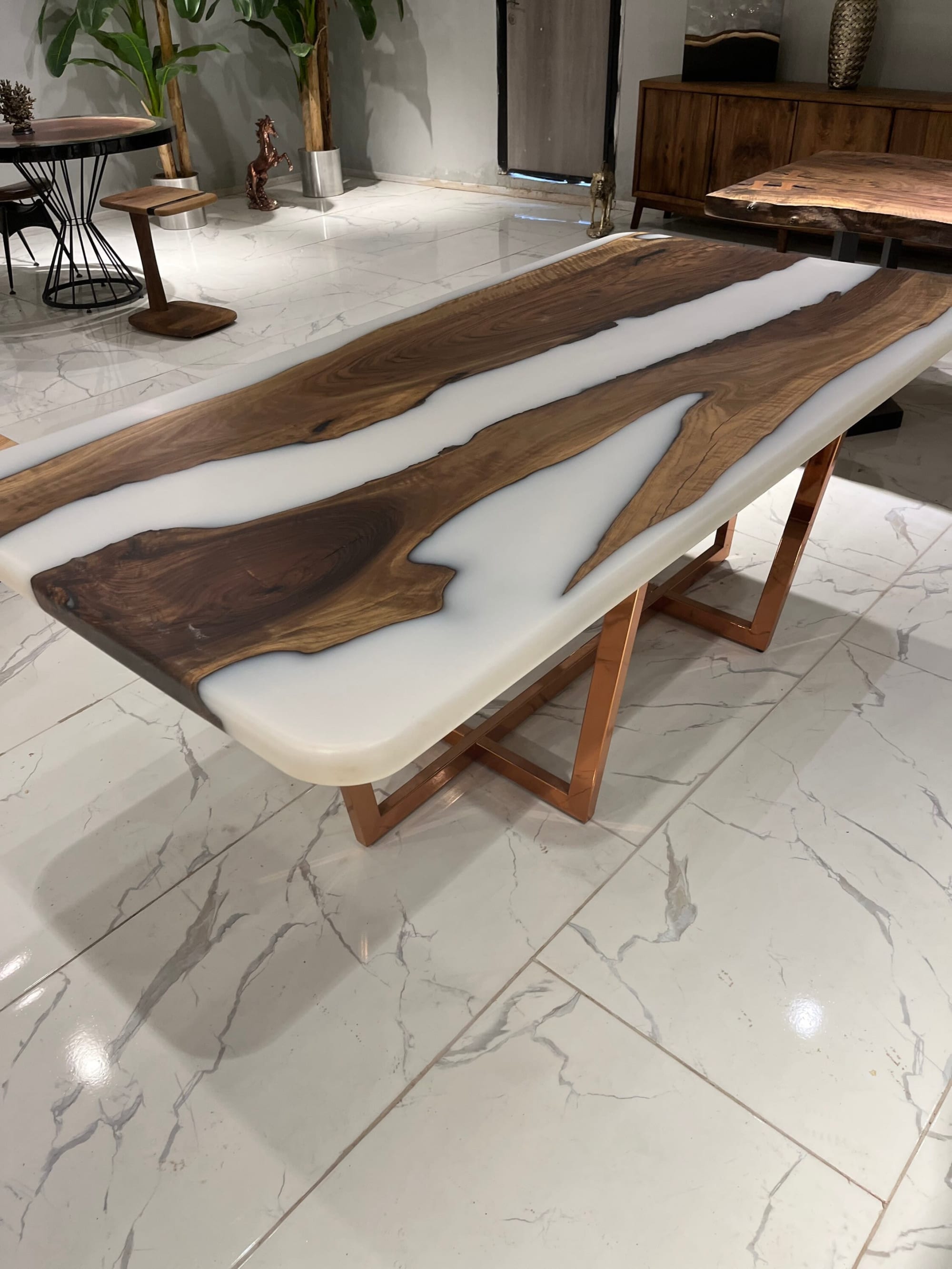 White Epoxy Table - White Resin Table - Custom Dining Table by Tinella Wood