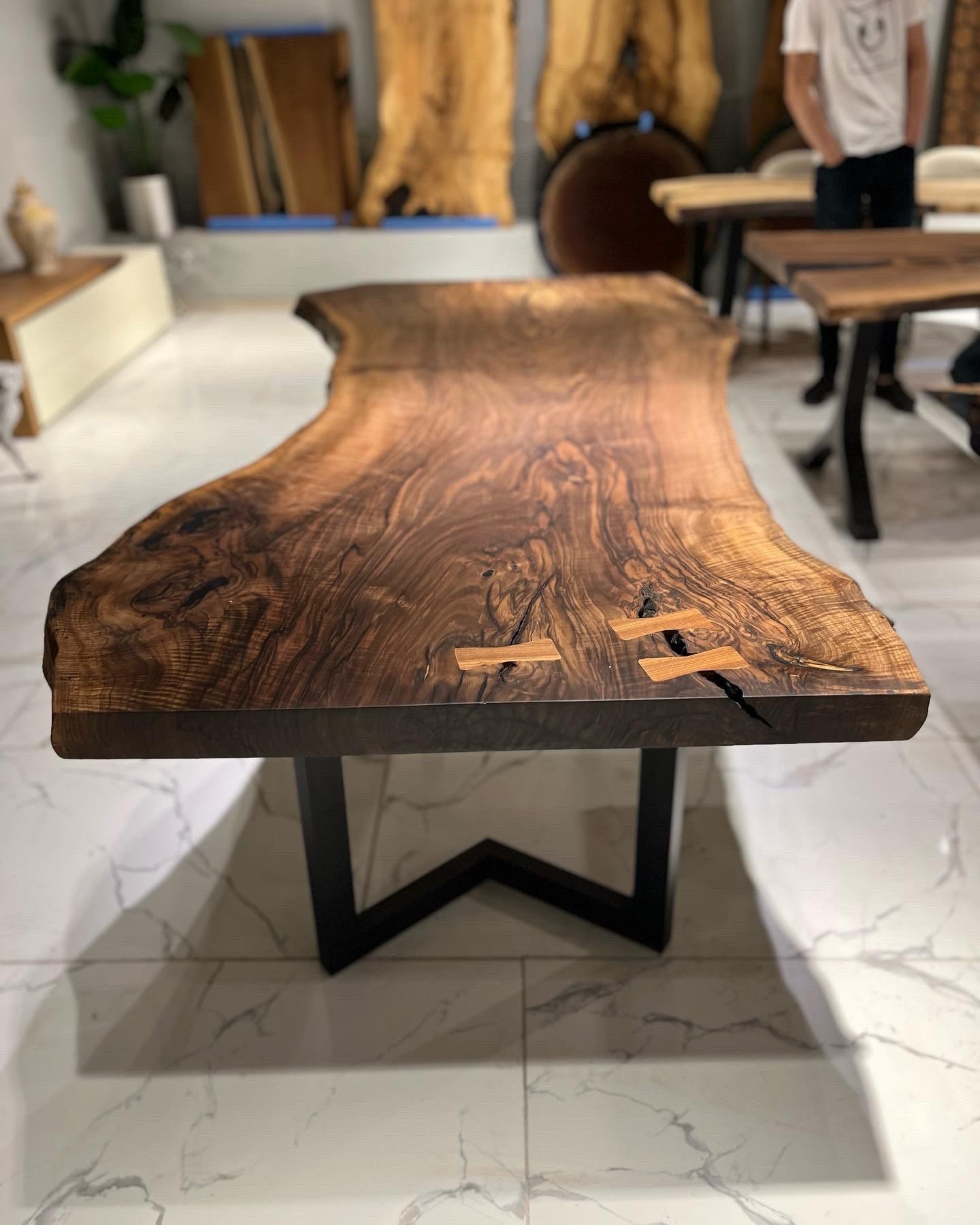 Walnut Resin Live Edge Dining Table - Resin Epoxy Table by Tinella