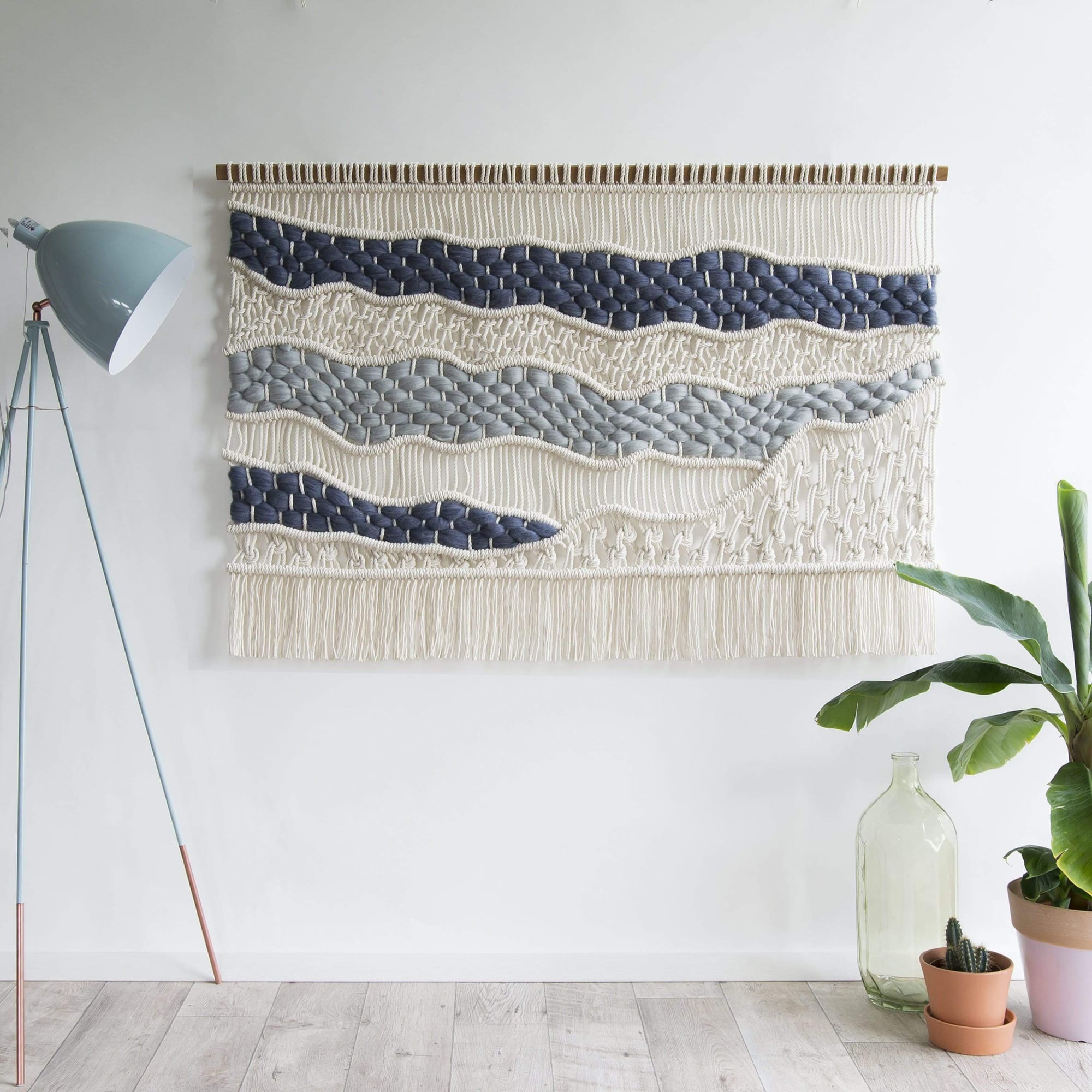 Large Macrame Wall Hanging Macrame Hanger Macrame Wall Art Dip Dyed Tapestry  Woven Wall Art 'soft Hills' 