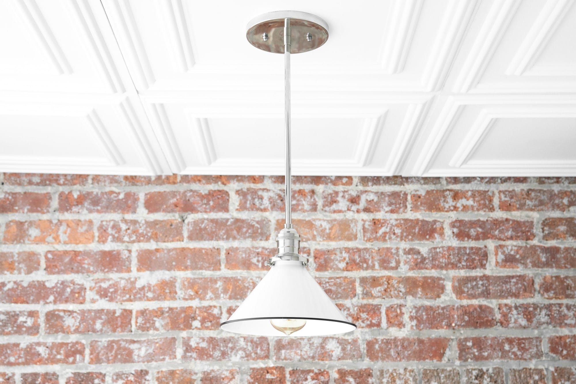 White Cone Shade Pendant Light - Model No. 1412 by Peared Creation