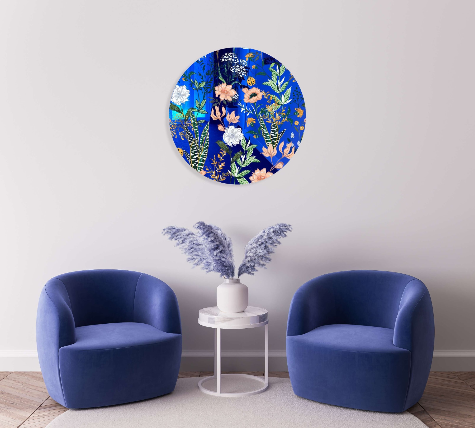 Tropical Botanical Motifs Printed Mirror Acrylic Circles –