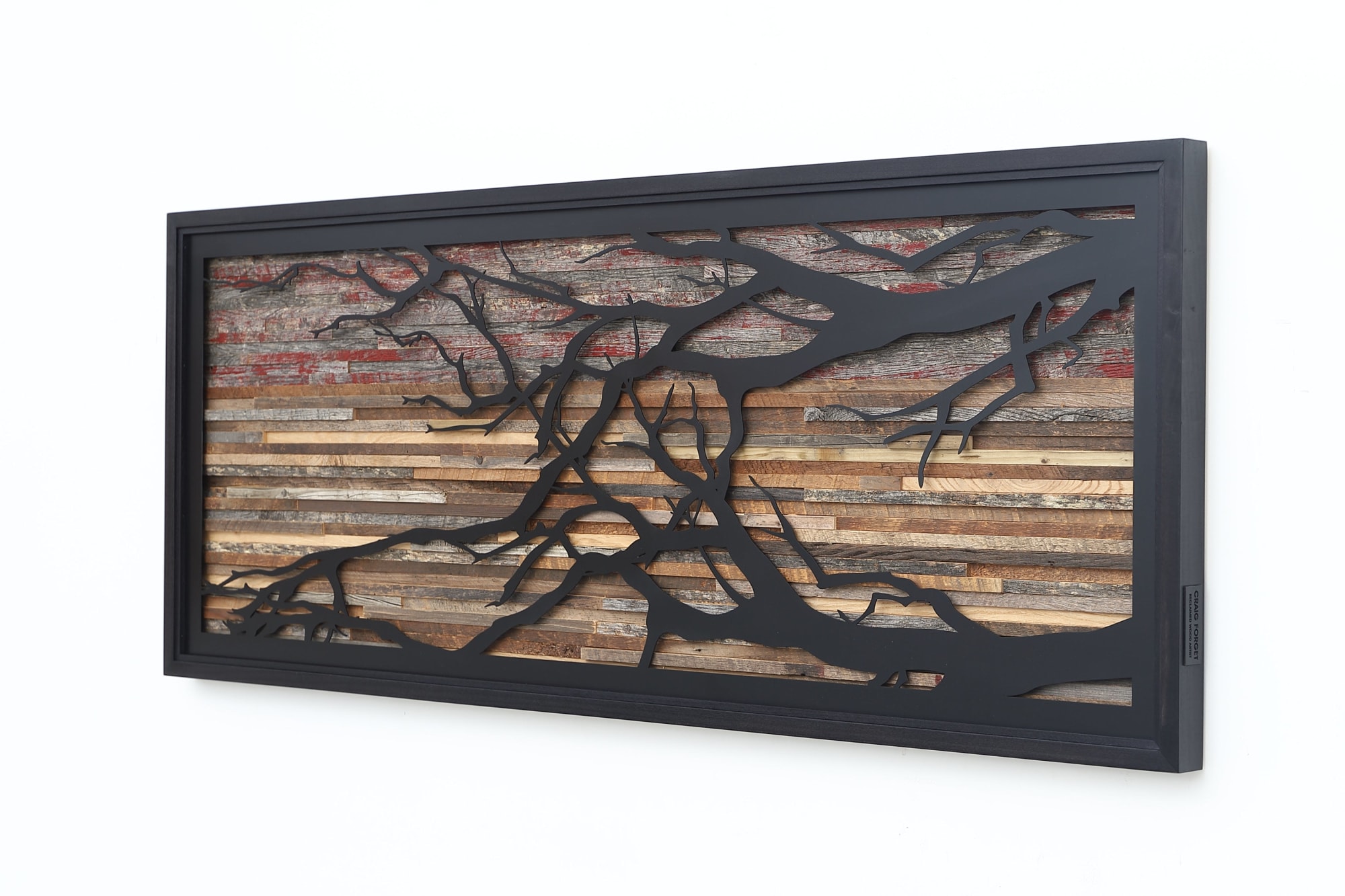 framed tree branch art