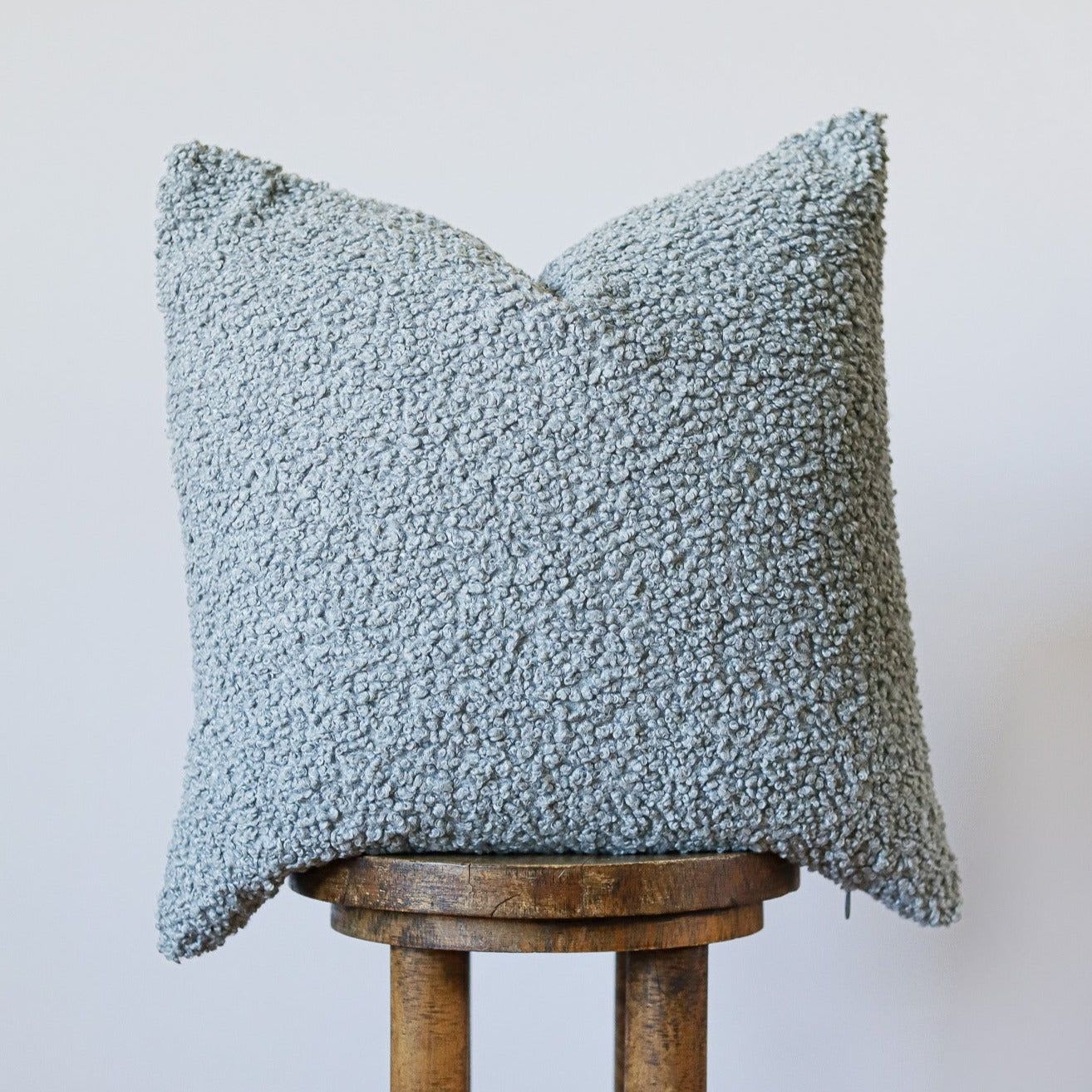 Steel Blue Boucle with Velvet Pillow 20x20 by Vantage Design