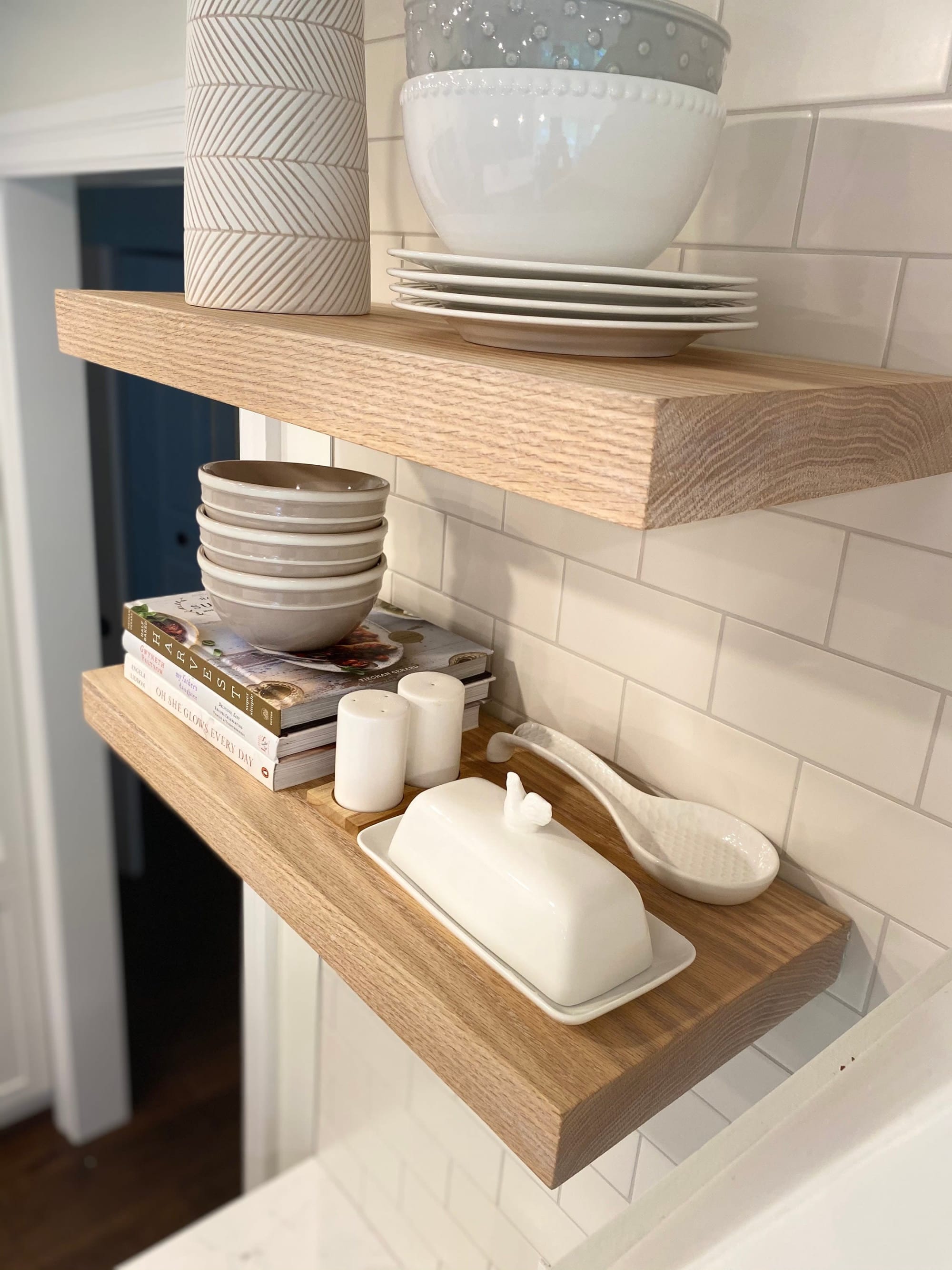 White Oak - Floating Box Beam Shelves