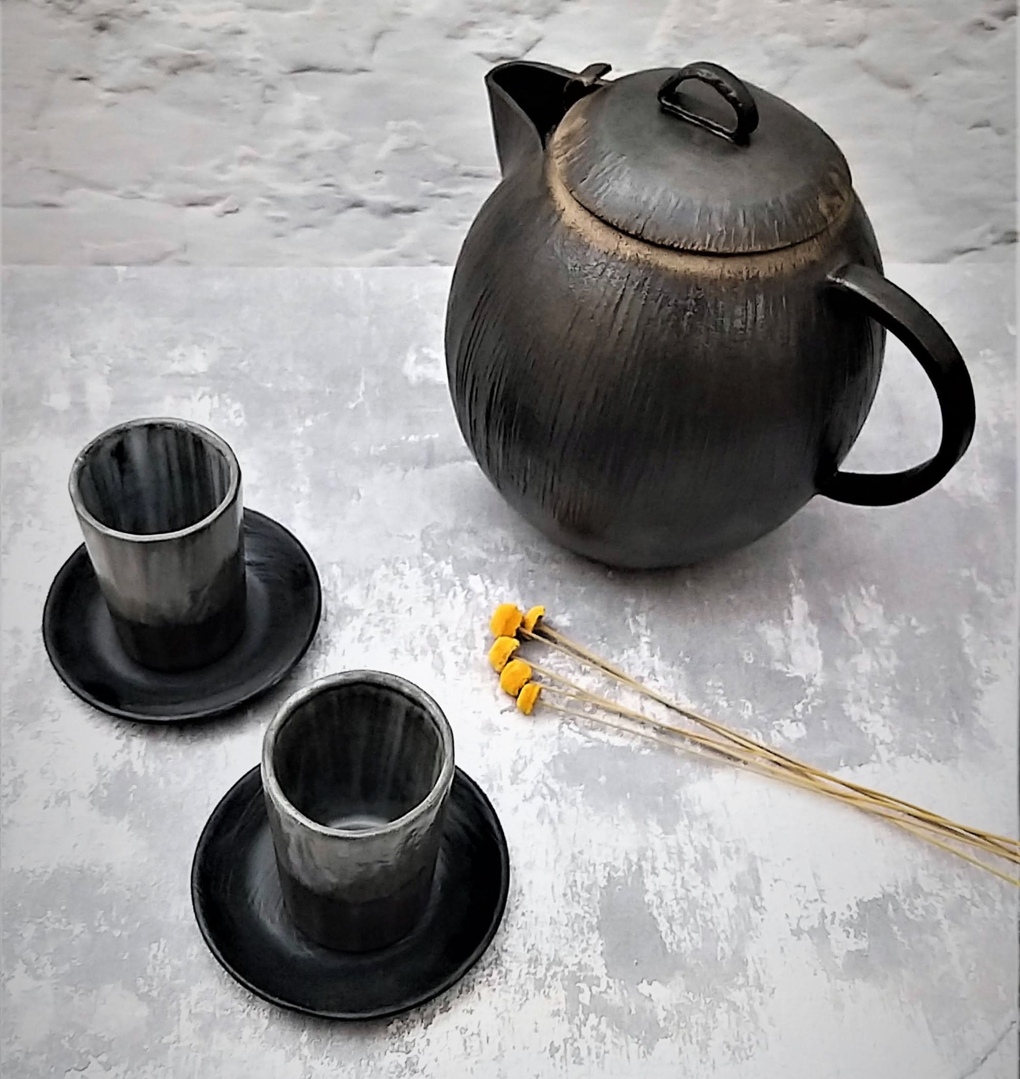 Handmade Ceramic Tea Set with Teapot and Cups by YomYomceramic