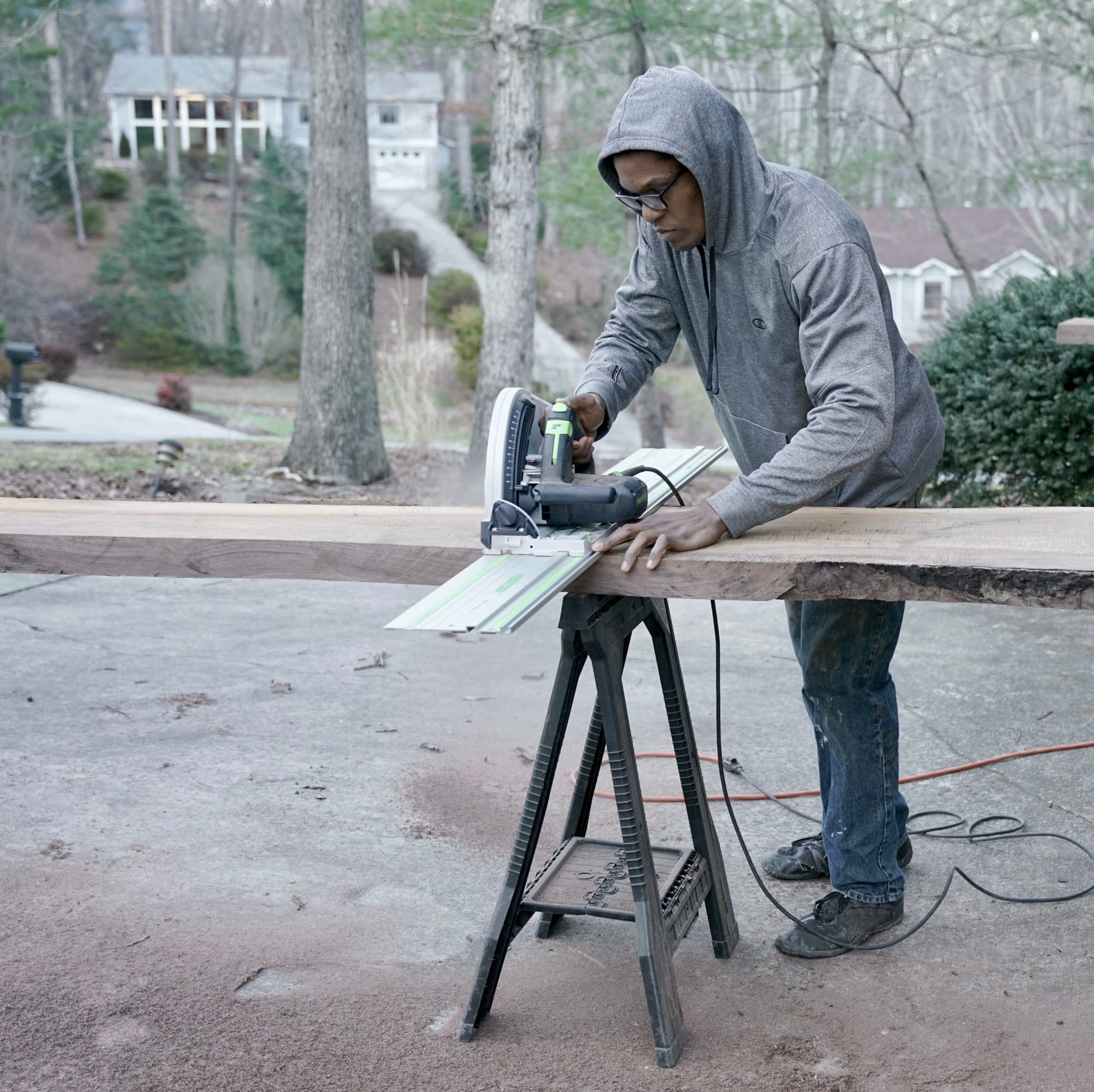 Walnut Live Edge Waterfall Console Table by Crafted Glory