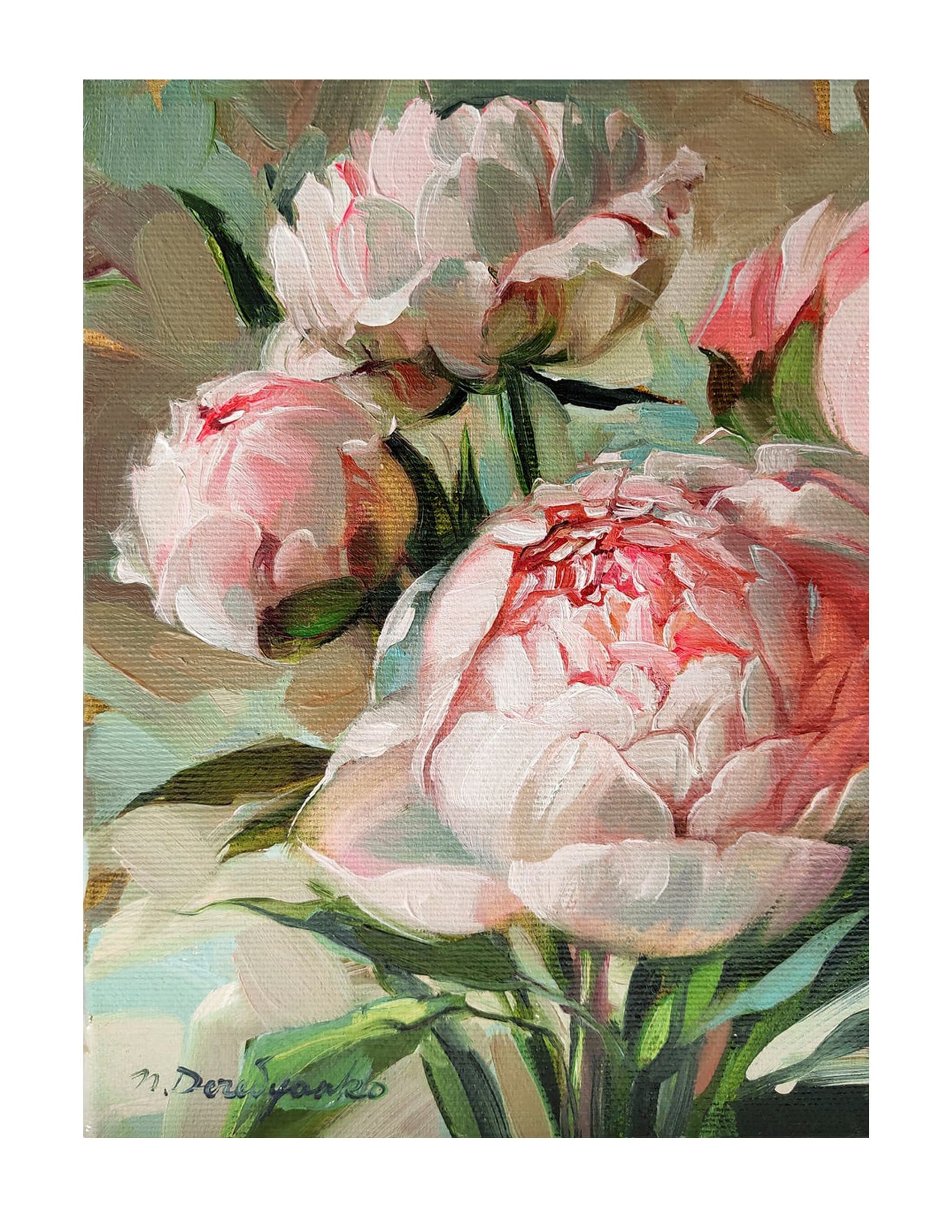 Peonies painting original, Peony wall art painting, Flowers by Natart