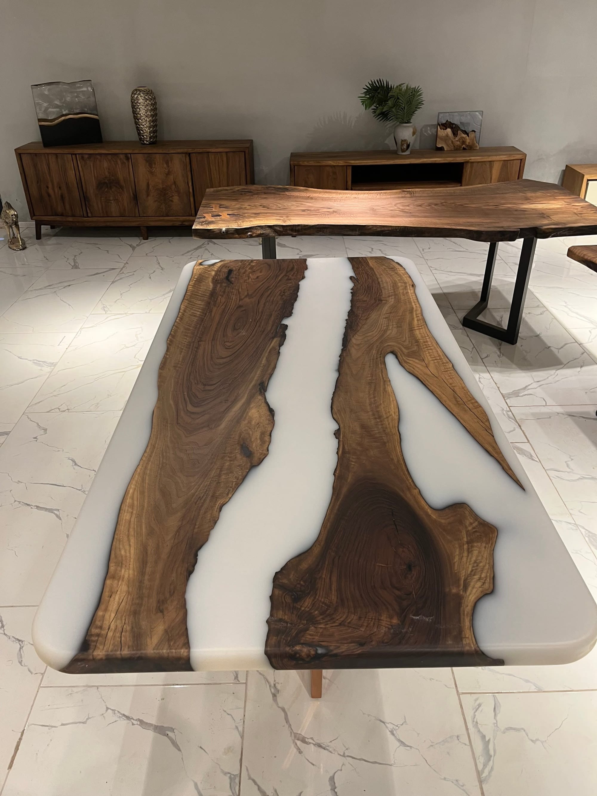 White Epoxy Table - White Resin Table - Custom Dining Table by Tinella Wood