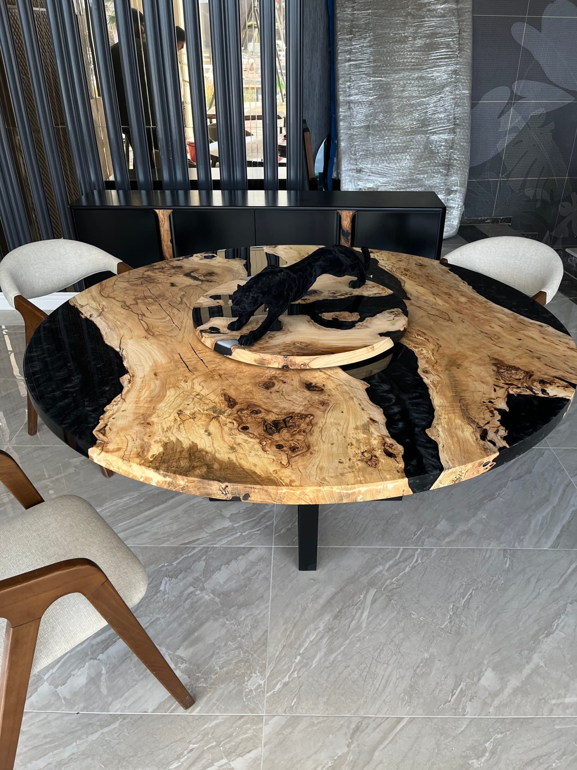 Round Epoxy Dining Table, Round Epoxy Table, Round Black Epoxy Coffee  Table, Round Resin Table, Round Epoxy Wooden Table, Round Cafe Table 