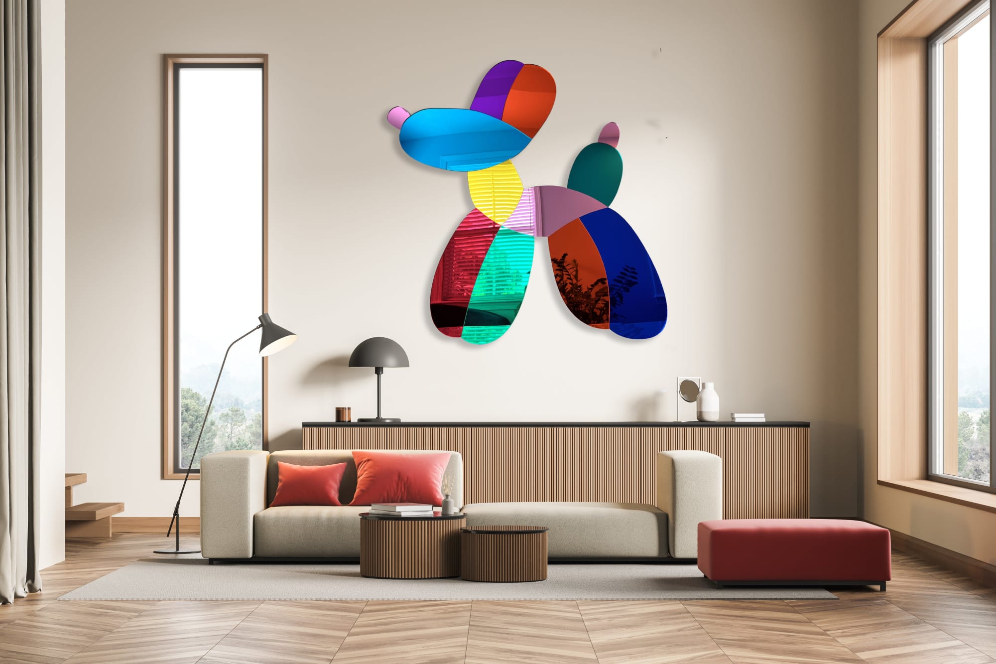 Printed Balloon Dog on Acrylic Modern Contemporary Art Wall Sculpture