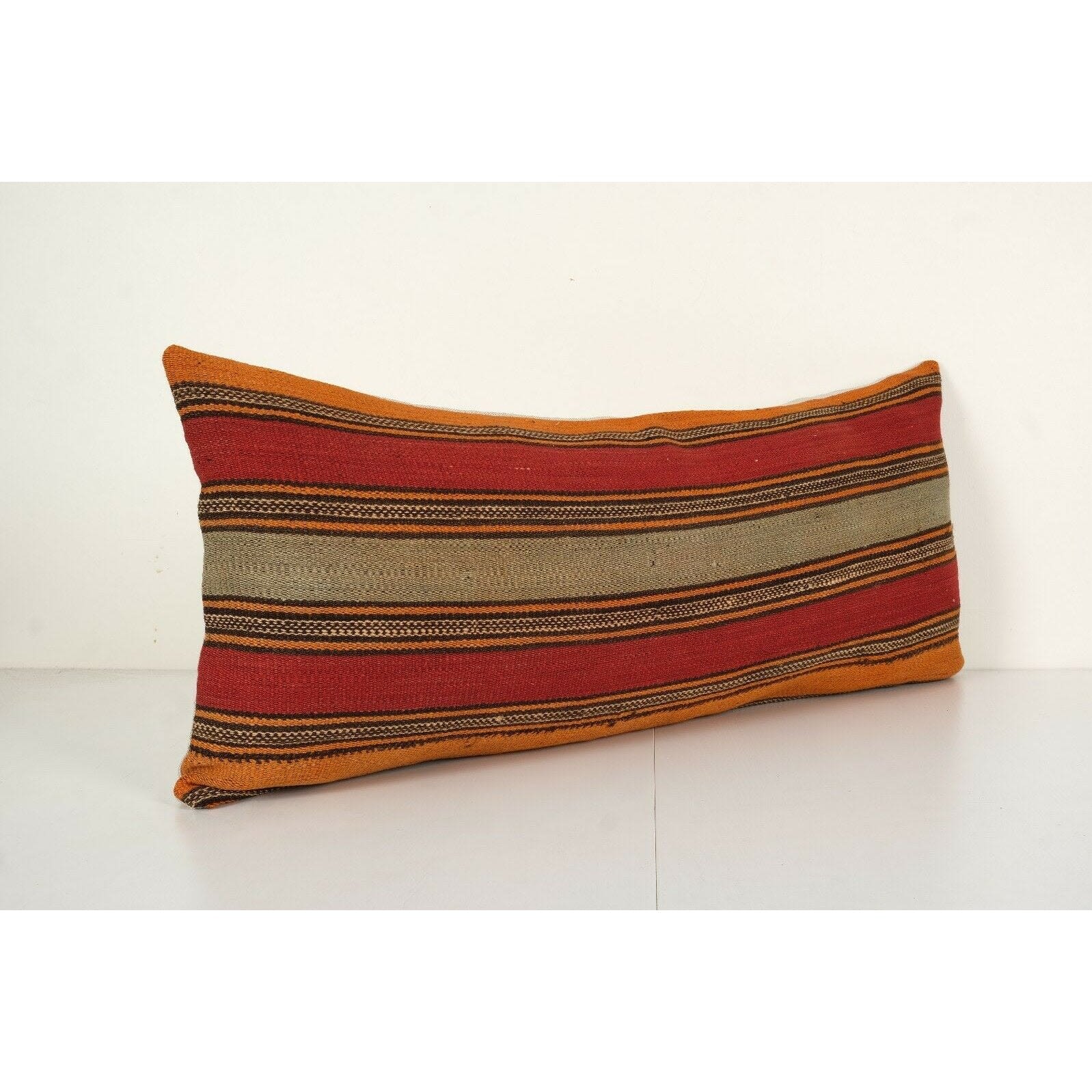 Extra Long Vintage Kilim Lumbar Pillow