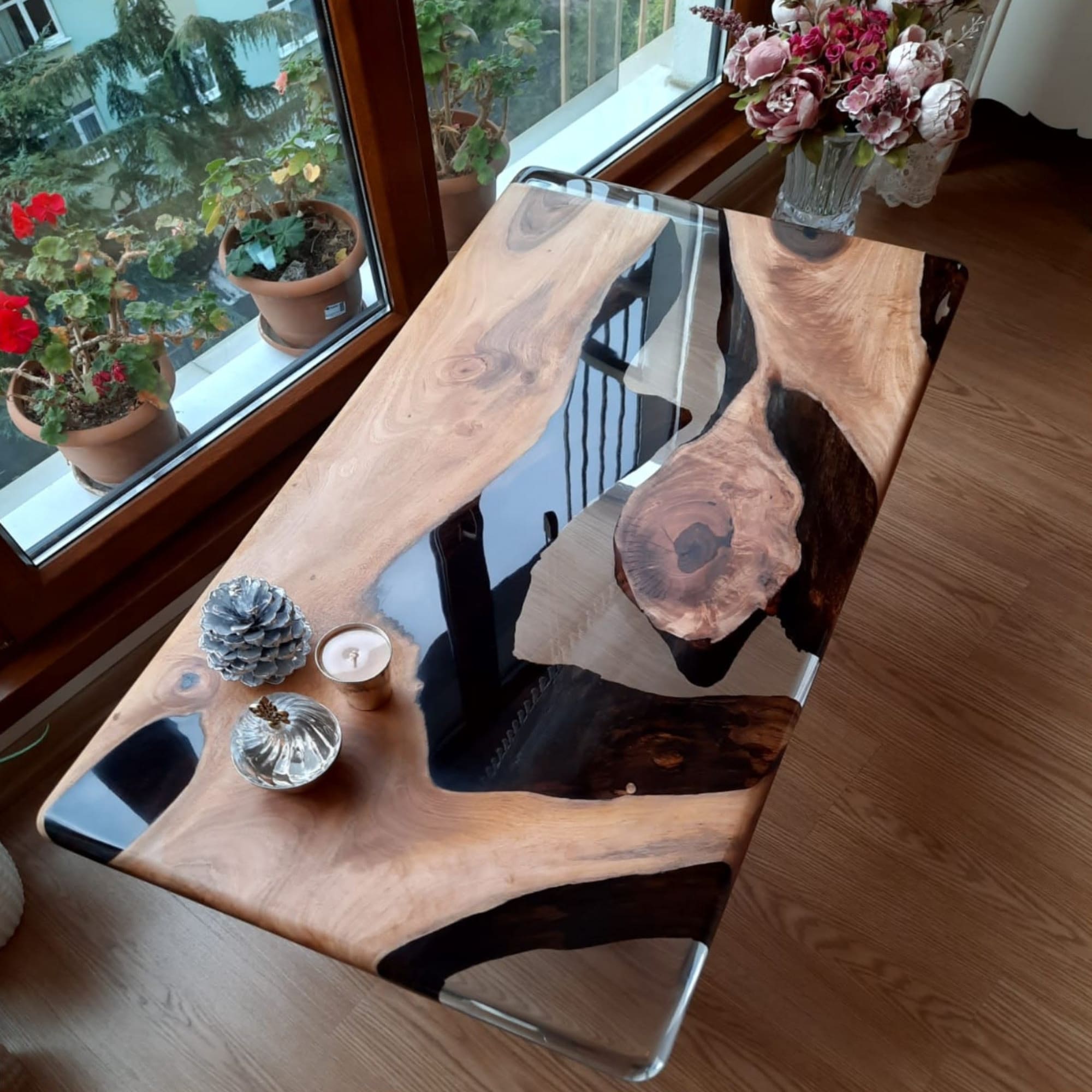 Solid Hardwood and Epoxy Coffee Table