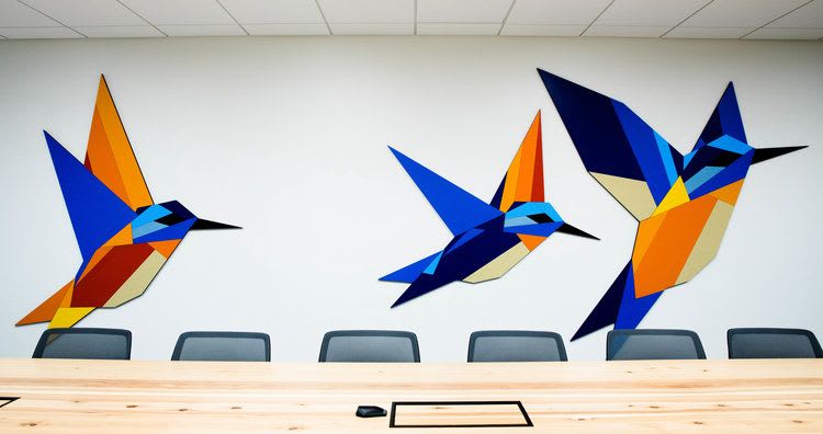 Colorful Geometric Hummingbird Wall Sculpture