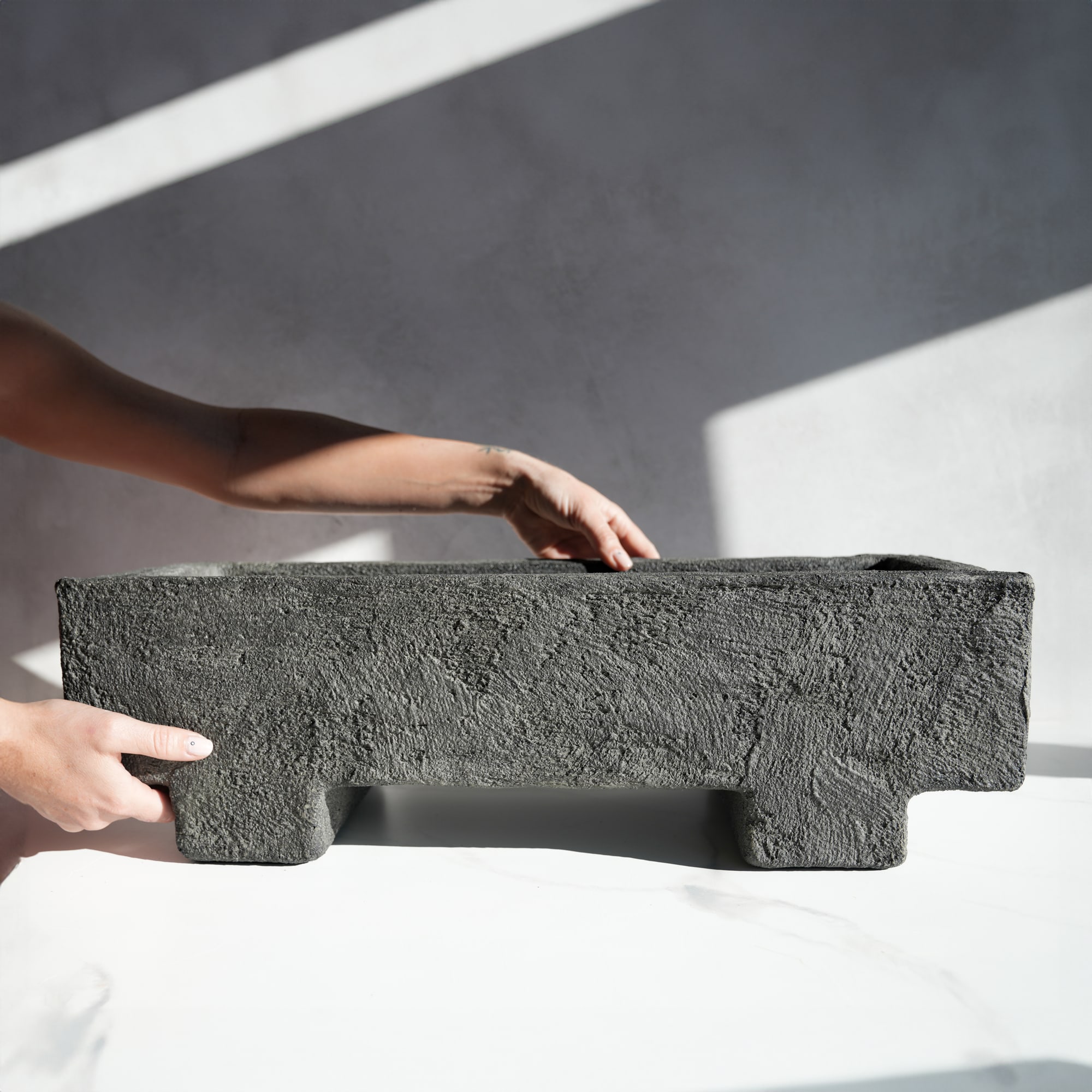 Giant Centerpiece Trough in Stone Grey Concrete by Carolyn Powers Designs
