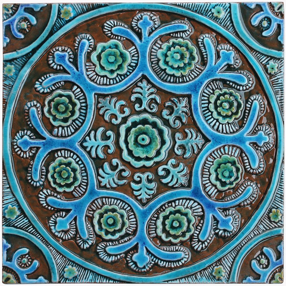 Outdoor Wall Art, Mandala Garden Art, Garden Decor, Wall Sculpture, Outdoor  Wall Decor, Set of 3 Ceramic Tiles Mandalita Liso, Turquoise 