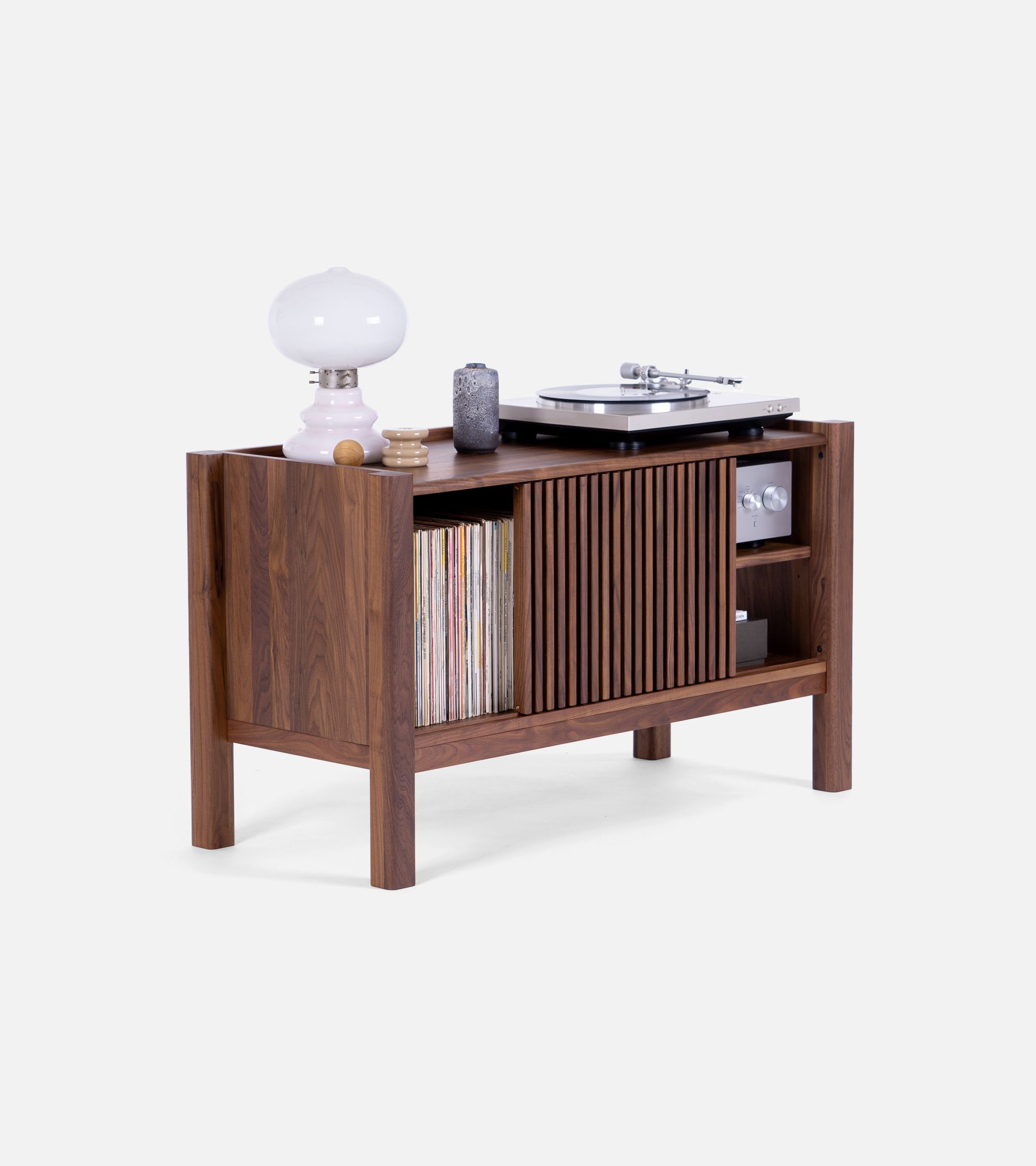 JAMM LOW 111 - Walnut record player stand for small spaces by Mo